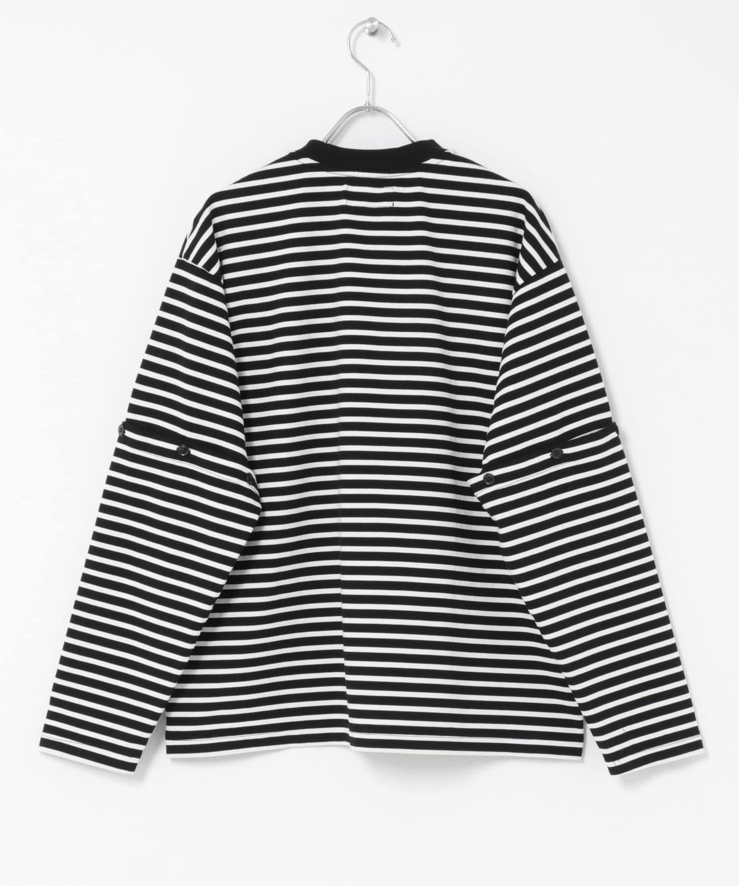 MODMNT　DETACHABLE BORDER L/S TEE NVY S