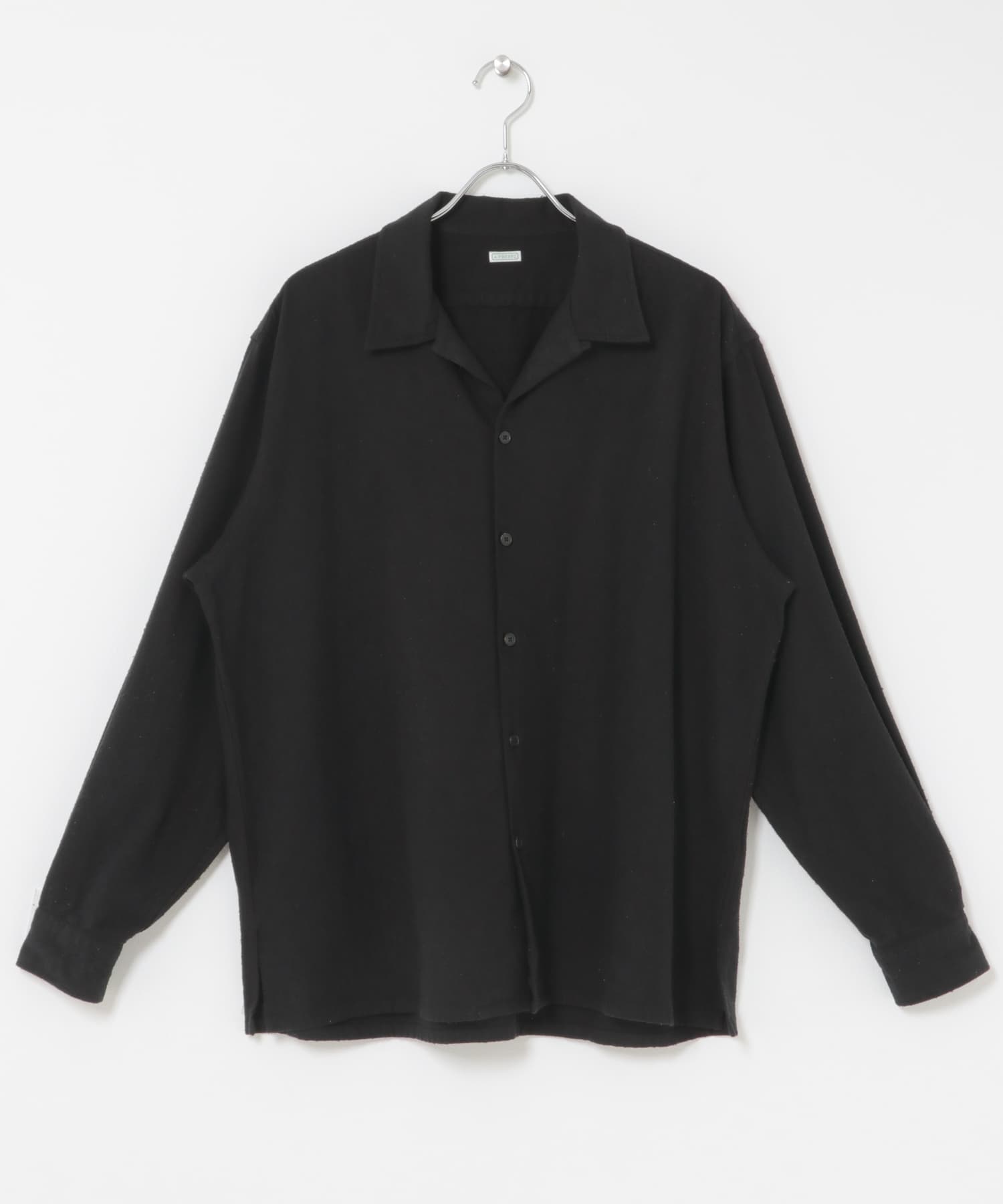 トップス A.PRESSE 23SS Open Collar Shirt A PRESSE Vintage Silk Linen Open Collar Shirt(2 BLACK): トップス