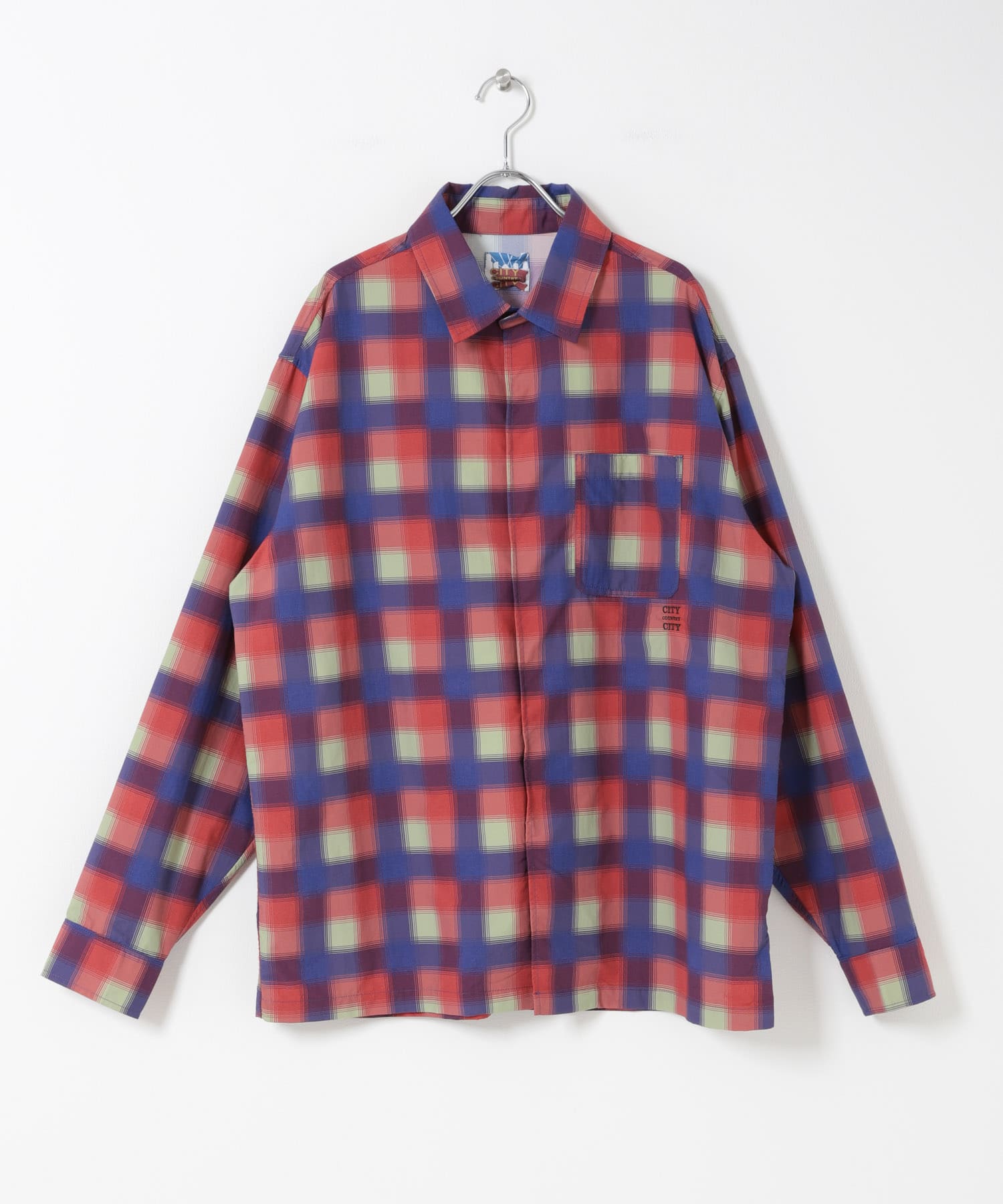 CITY COUNTRY CITY　TASLAN NYLON CHECK SHIRT RED L