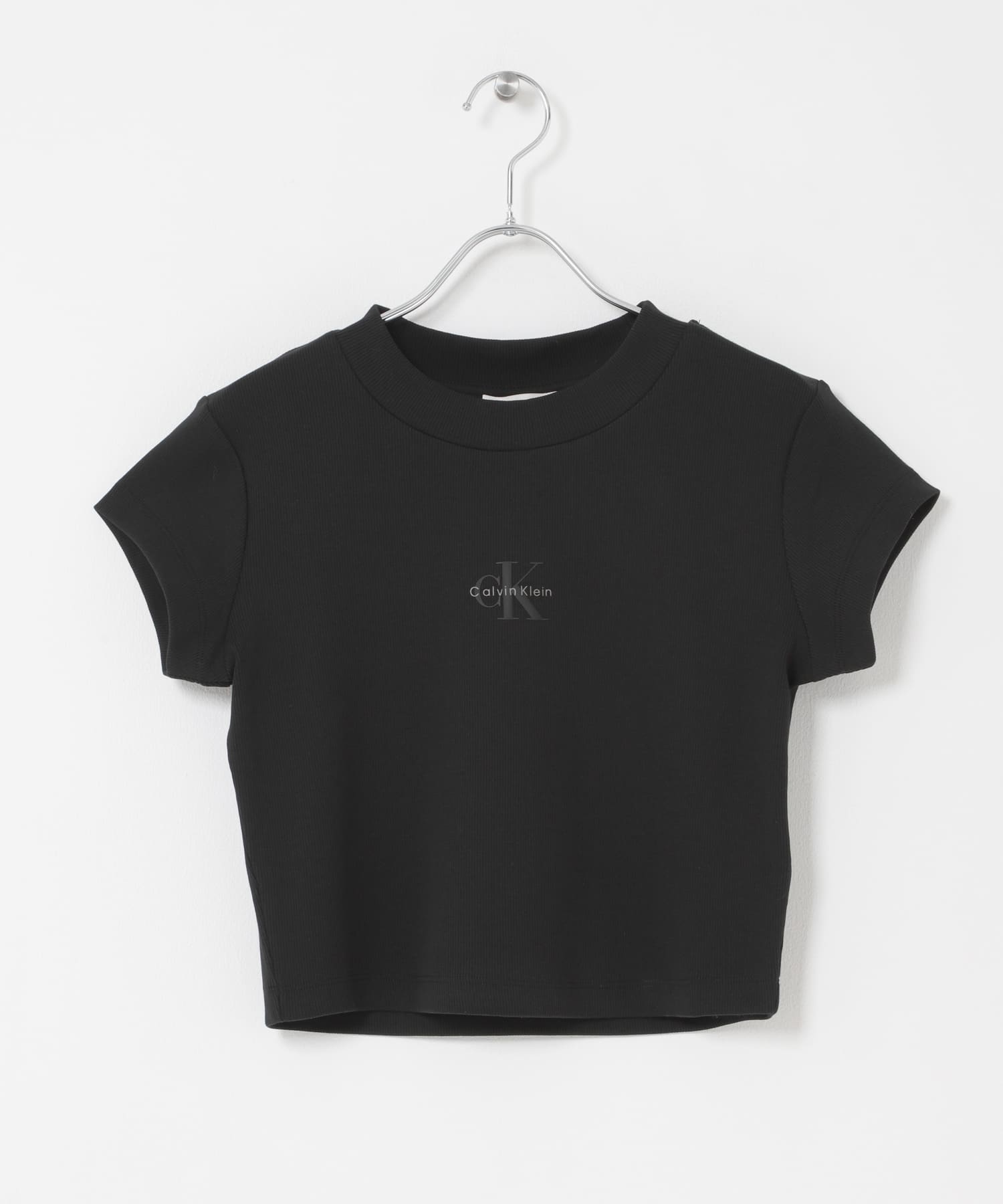 Calvin Klein　W.MONOLOGO BABY RIB TEE UB1 BLACK S