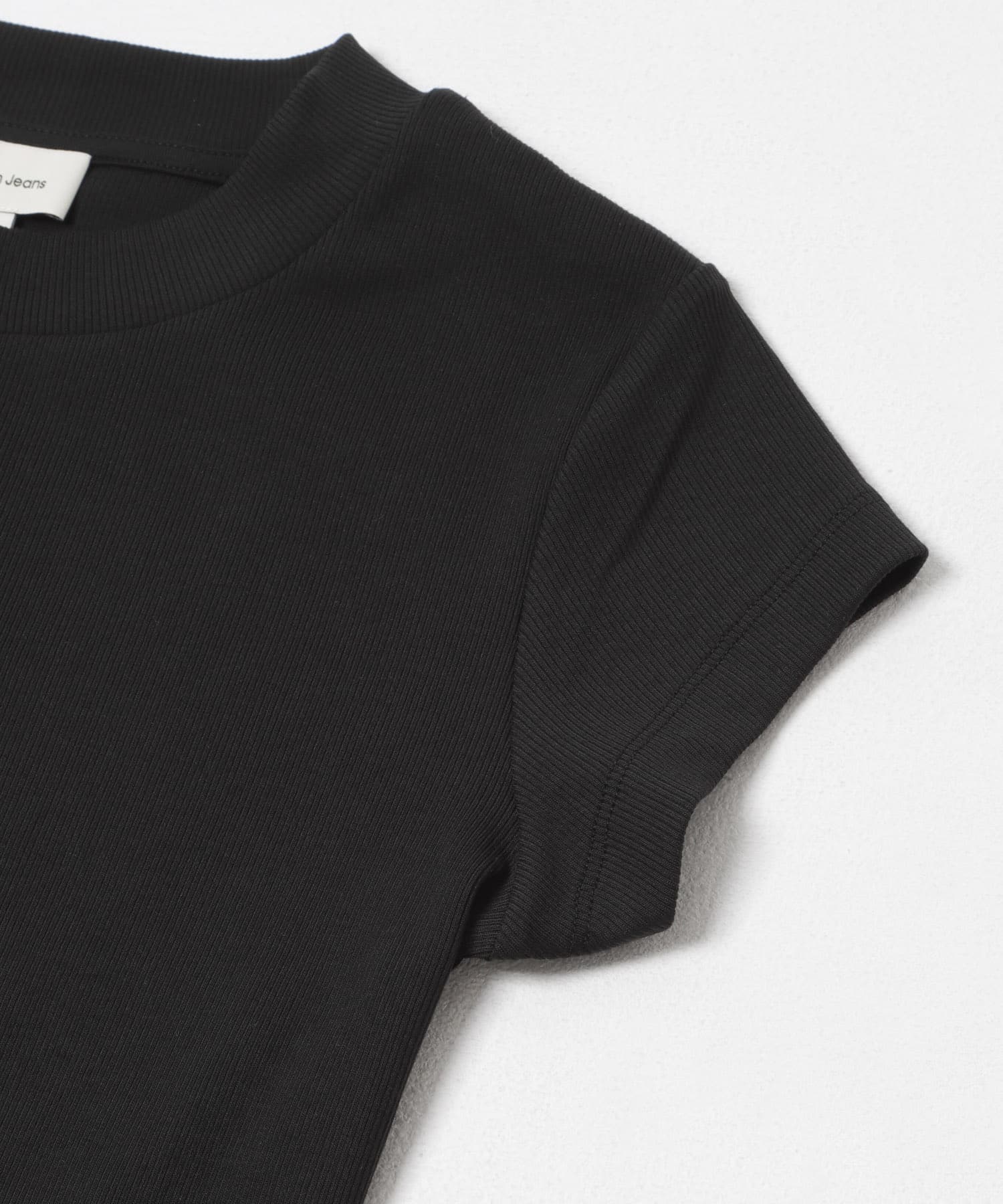 Calvin Klein　W.MONOLOGO BABY RIB TEE UB1 BLACK S