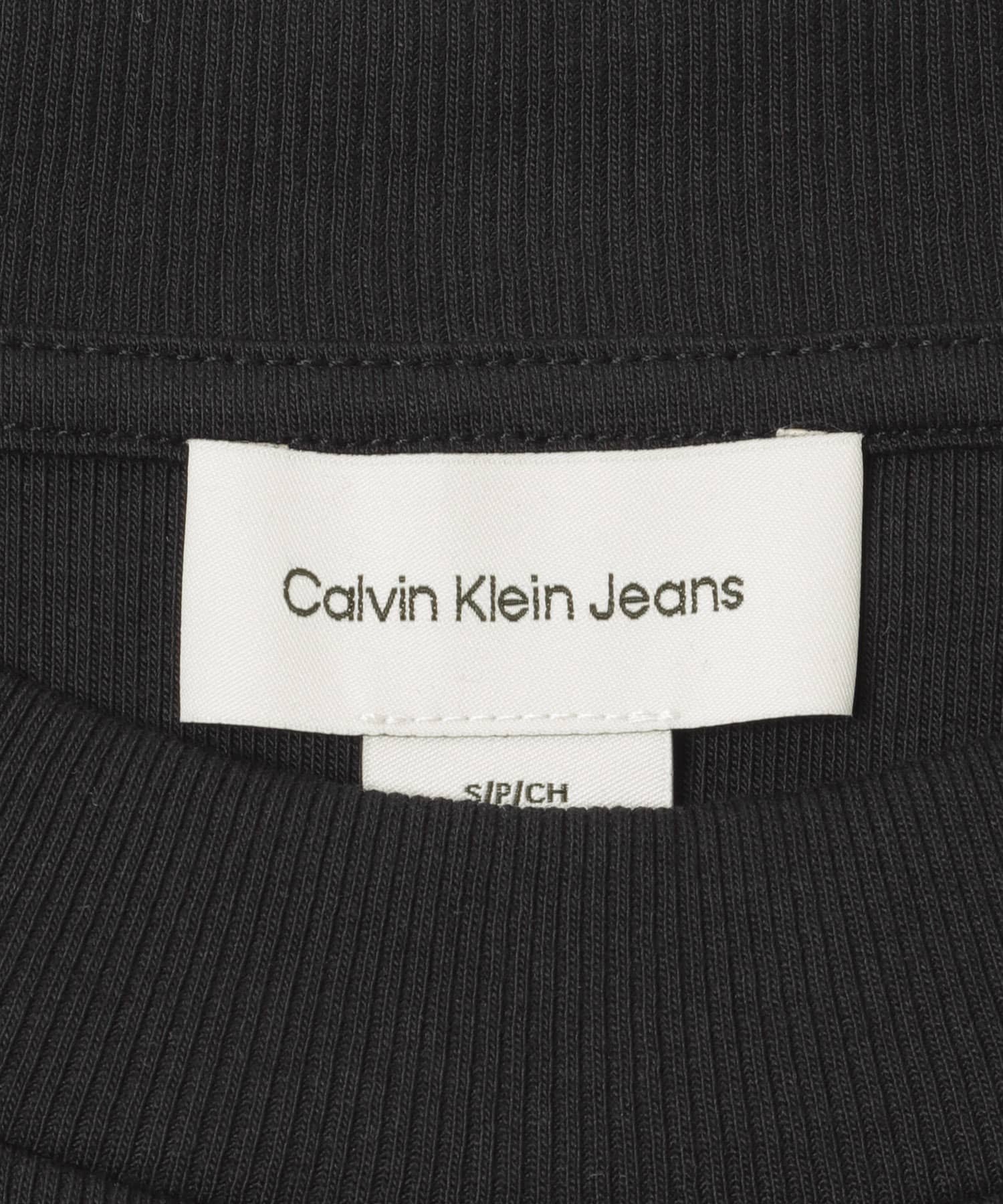 Calvin Klein　W.MONOLOGO BABY RIB TEE UB1 BLACK S