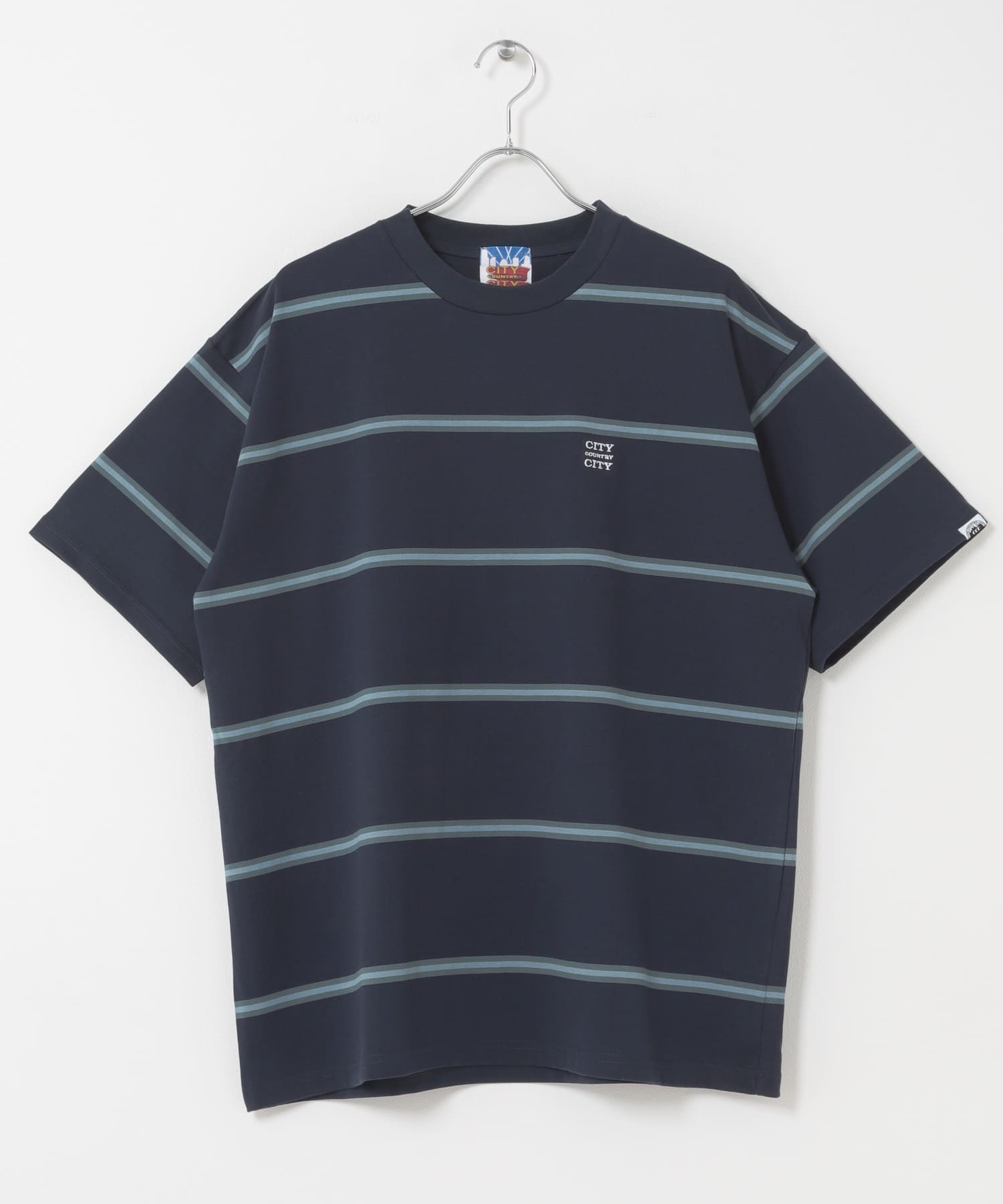 CITY COUNTRY CITY　EMBROIDERD LOGO BORDER T NAVY M
