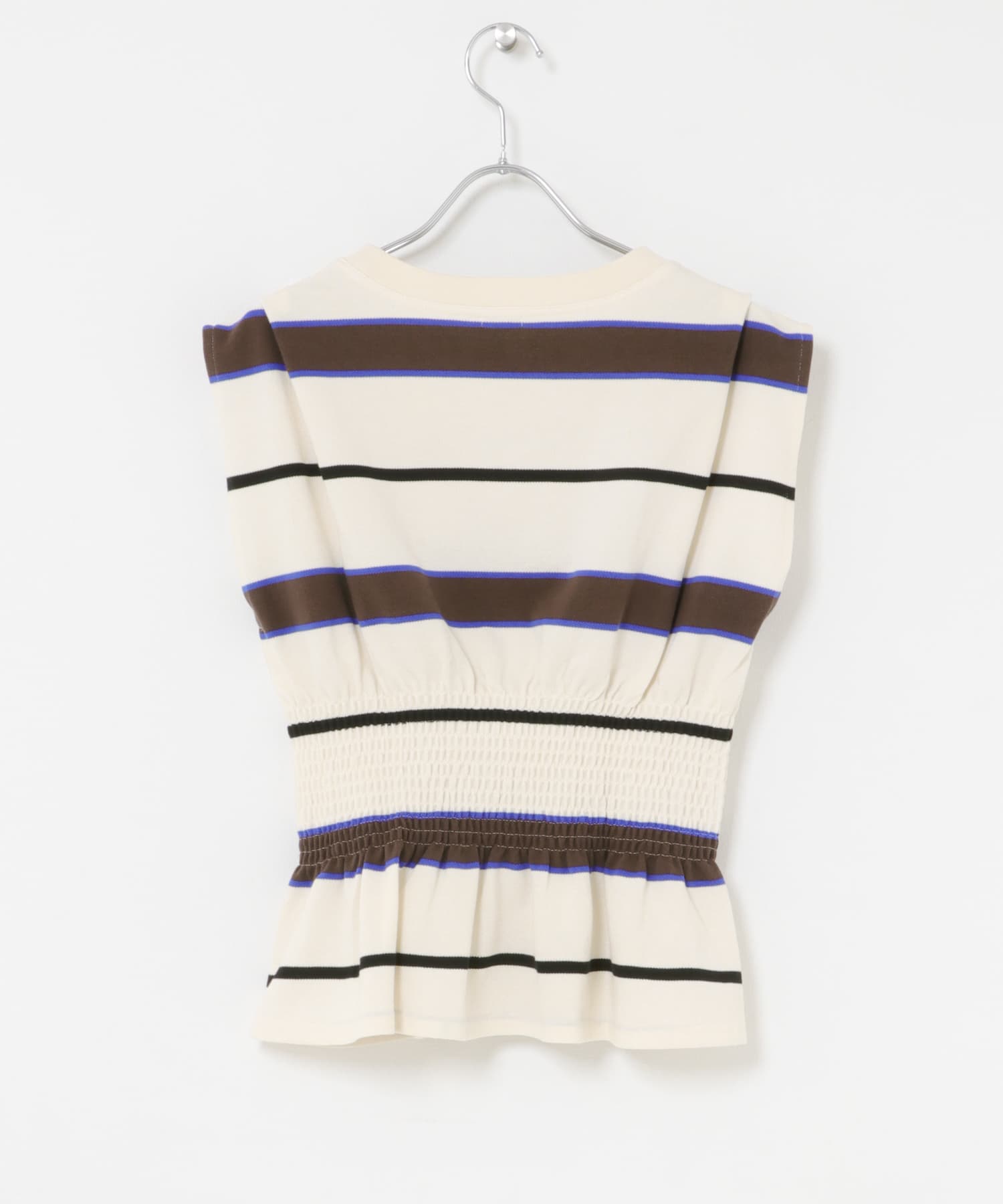 TanC TOKYO　PIQUE BORDER SHIRRING IVORY Free
