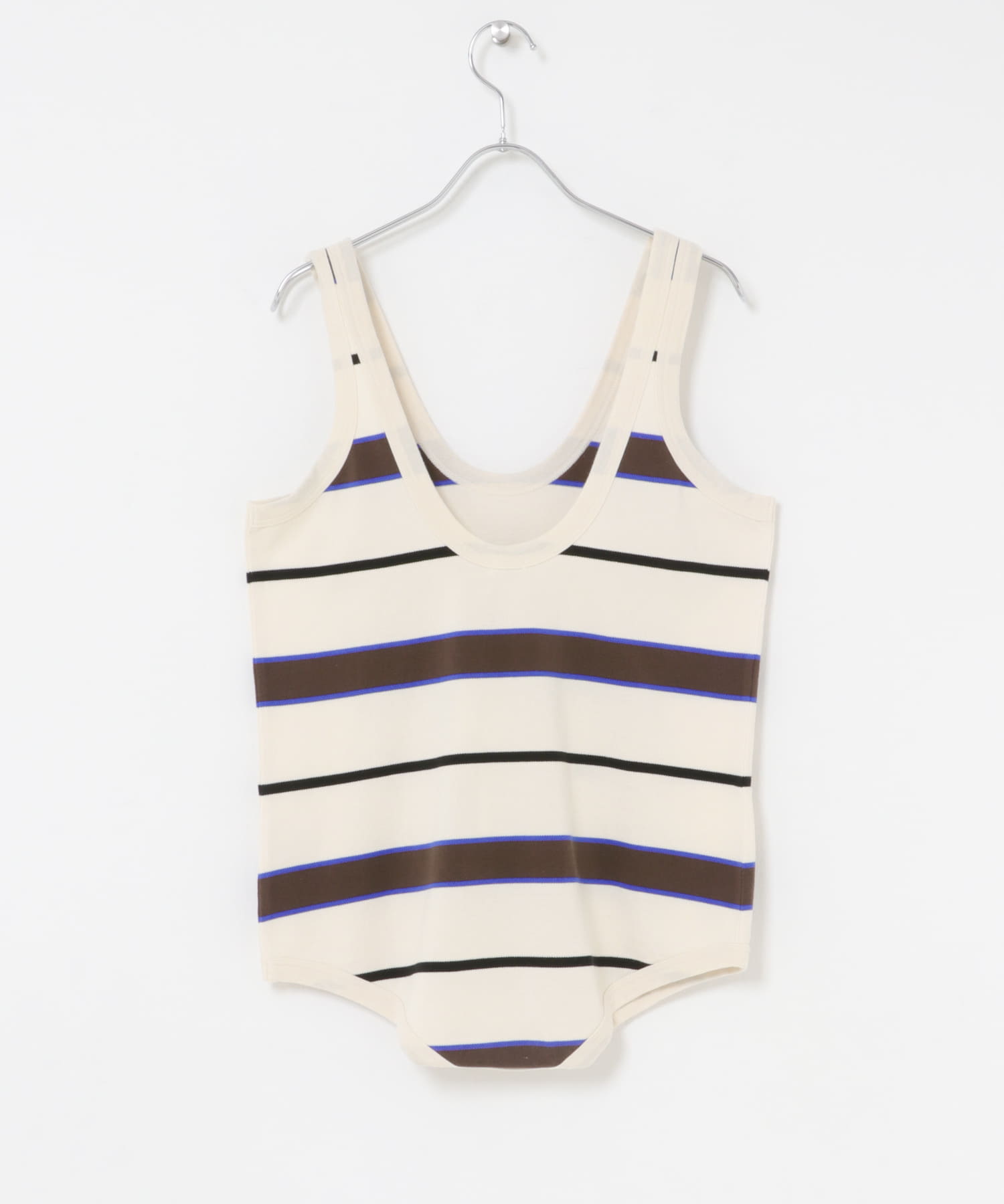 TanC TOKYO　PIQUE BORDER TANK ROMPERS IVORY Free