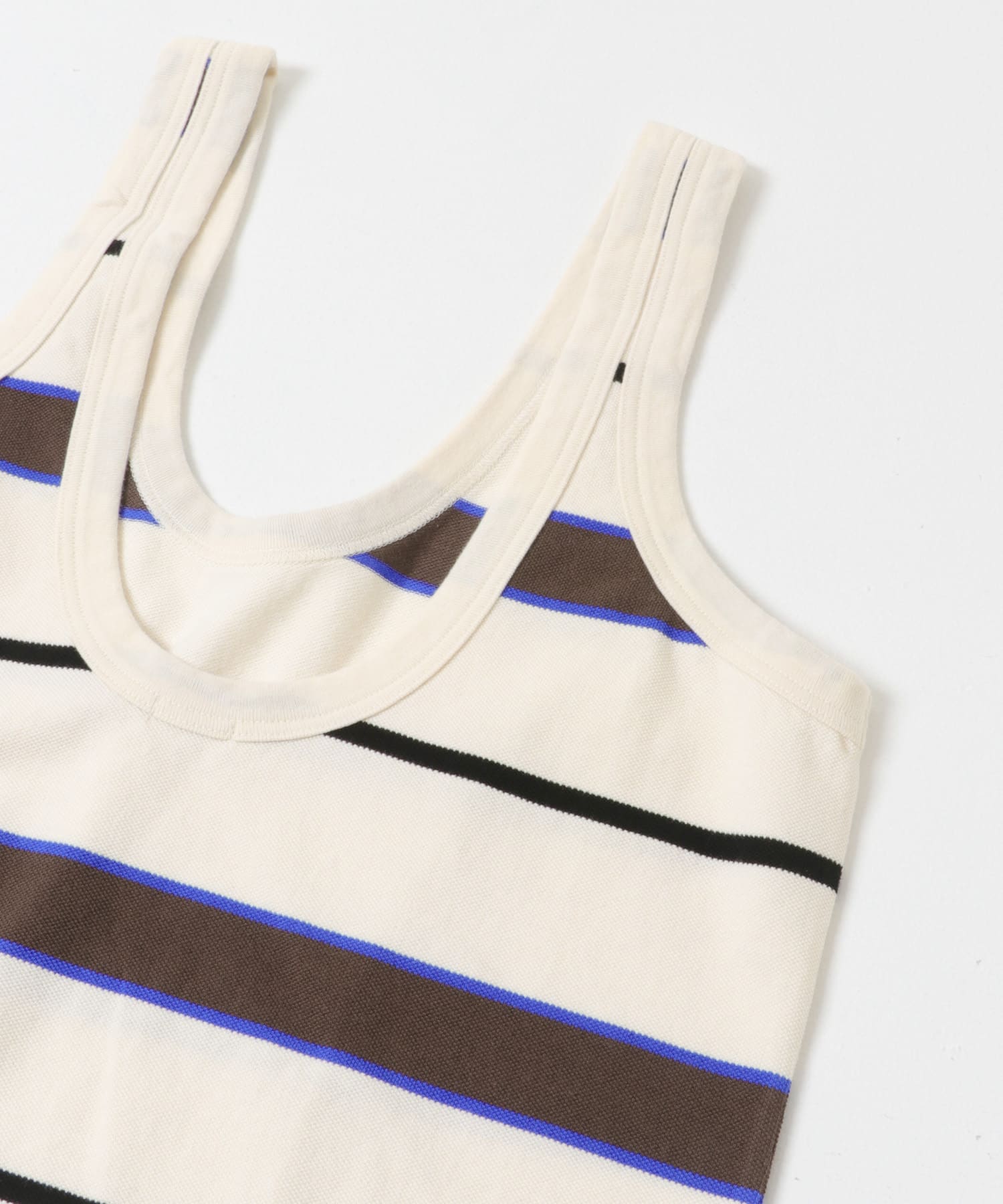 TanC TOKYO　PIQUE BORDER TANK ROMPERS IVORY Free