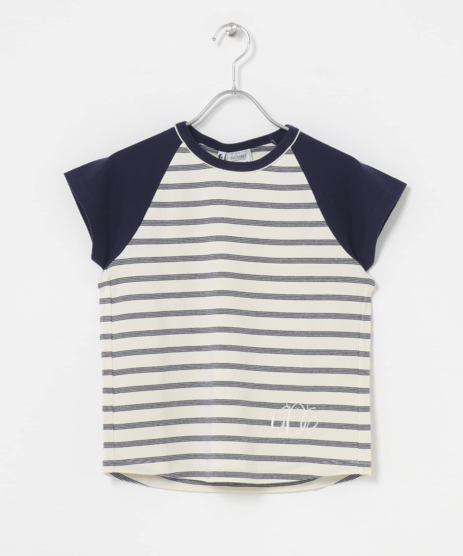 Girls department Club　BORDER DOUBLE BIND TEE NAVY Free
