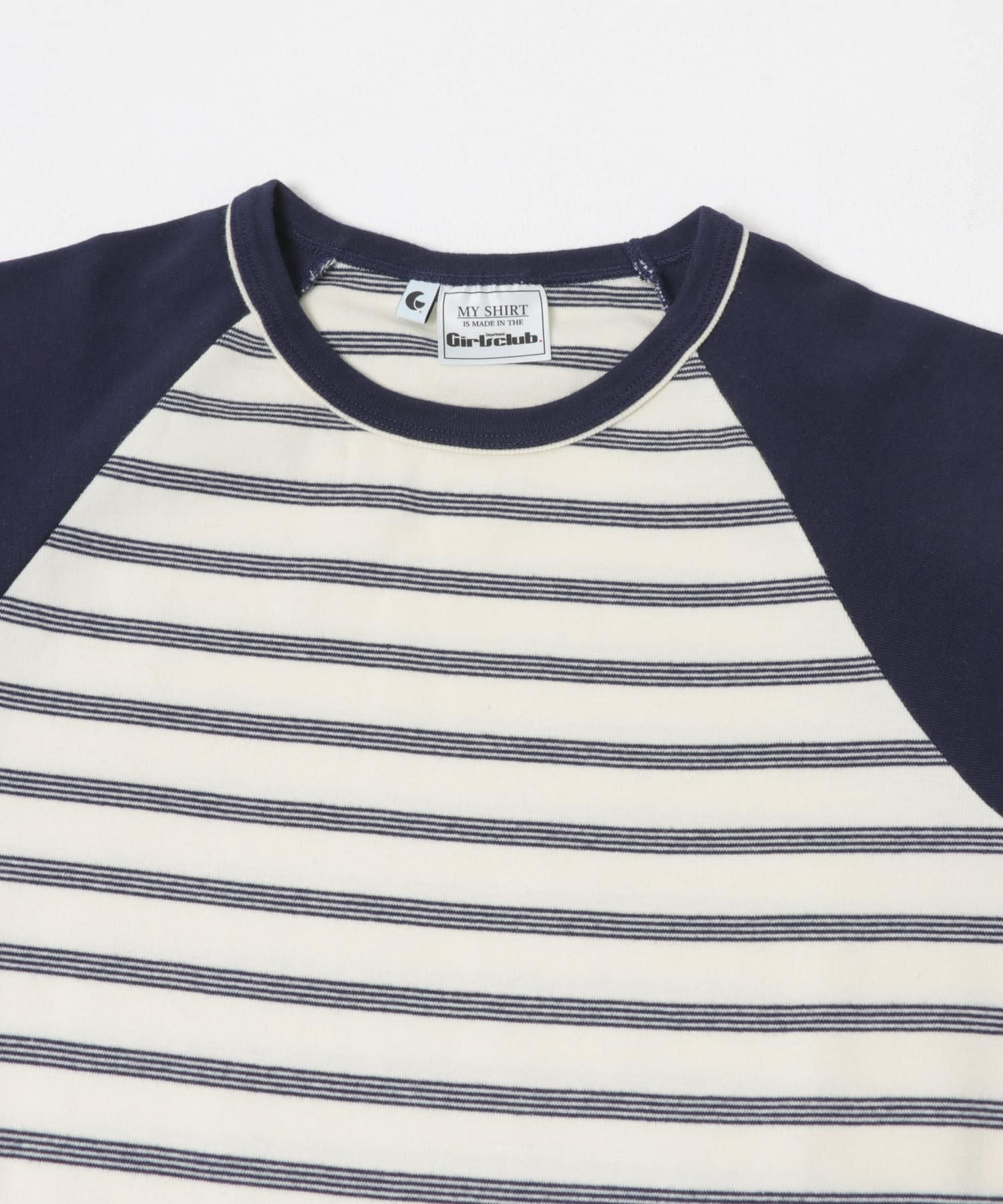 Girls department Club　BORDER DOUBLE BIND TEE NAVY Free