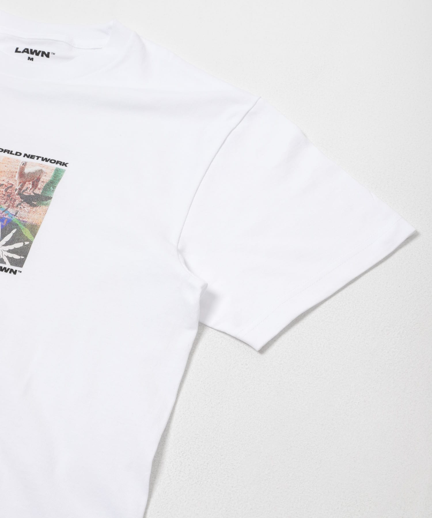 LAWN　PS COLLAGE ART PRINT SS TEE WHITE M