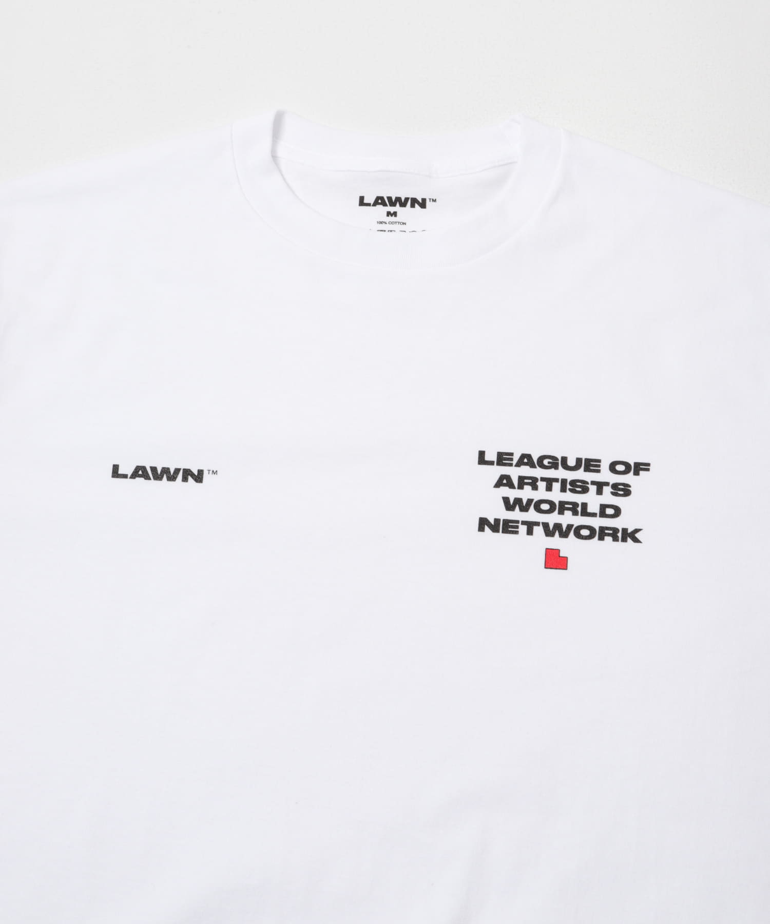 LAWN　EE LOGO PRINT SS TEE WHITE M