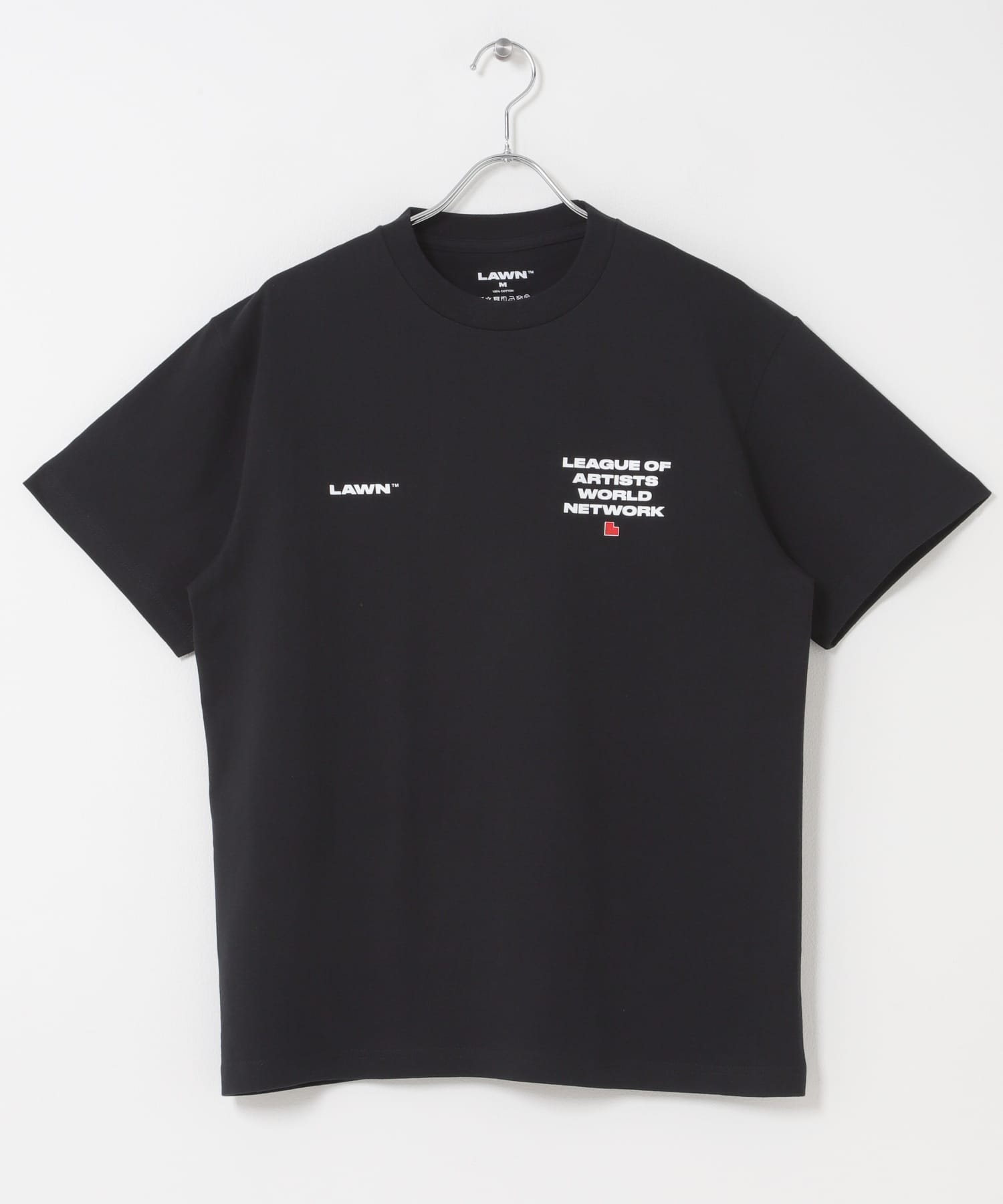 LAWN　EE LOGO PRINT SS TEE BLACK M