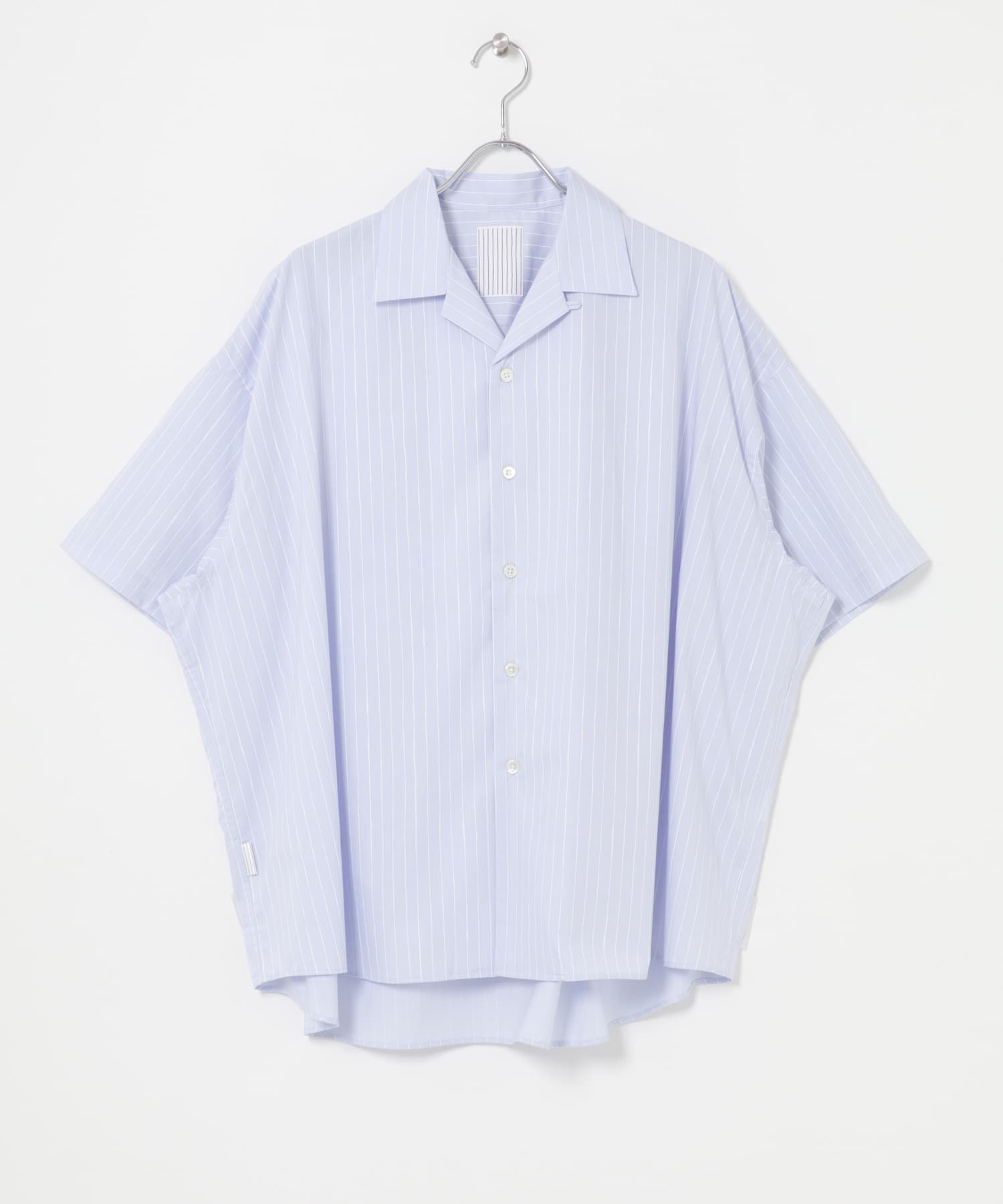 SFC　COTTON STRIPE OPEN COLLAR SS SHIRT
