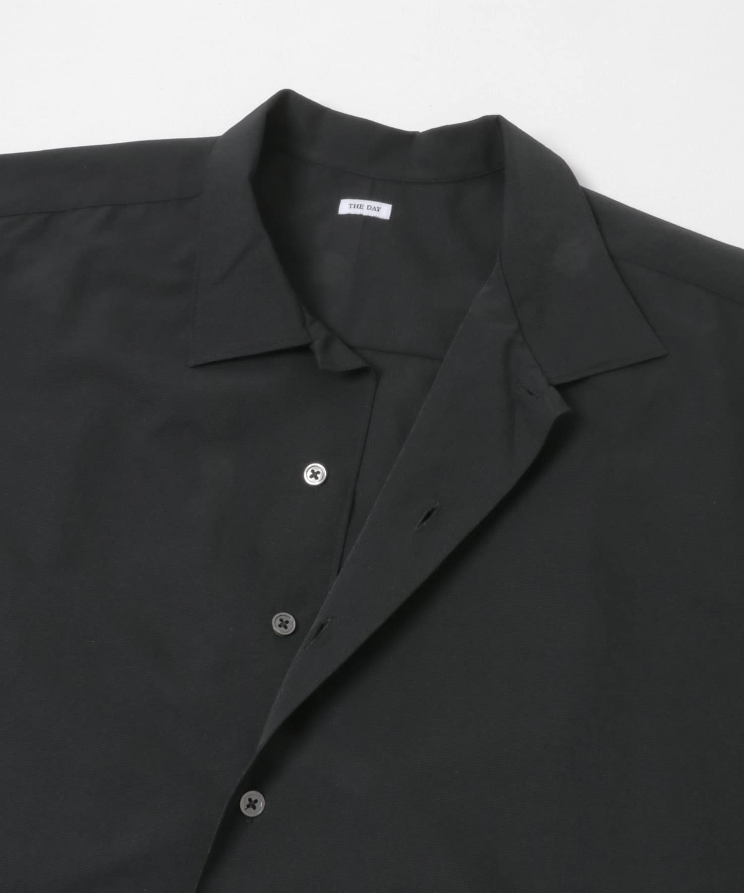 THE DAY　QUICK DRY STRETCH OPEN COLLAR SHIRT BLACK 2