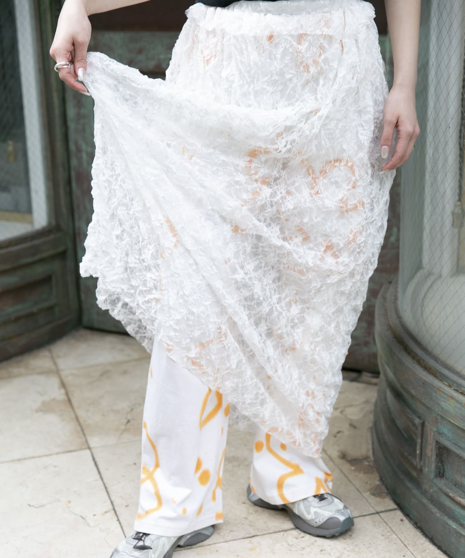 TanC TOKYO　CRUSHED LACE GATHER SKIRT