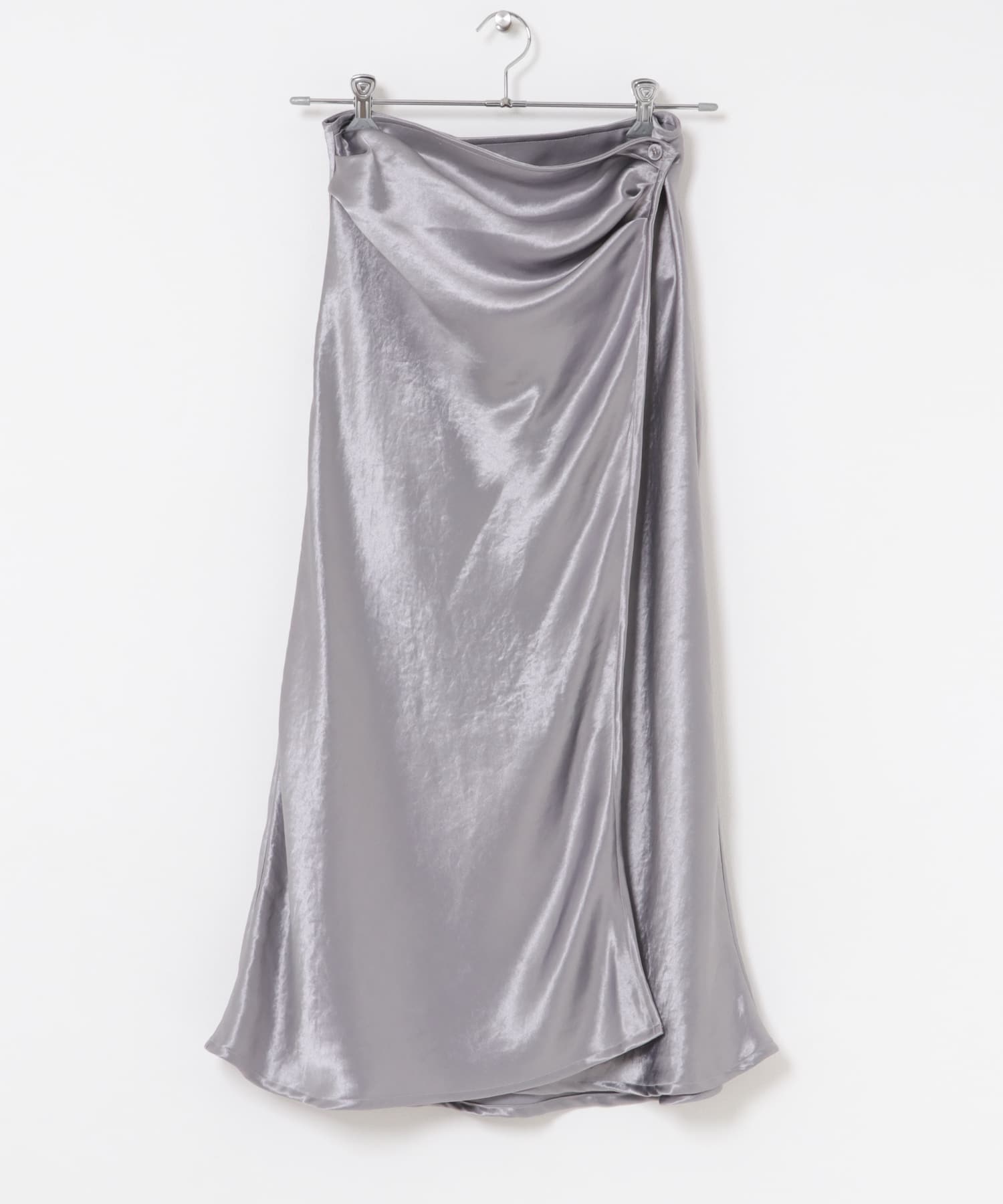 COOME　SATIN WRAP SKIRT GREY M