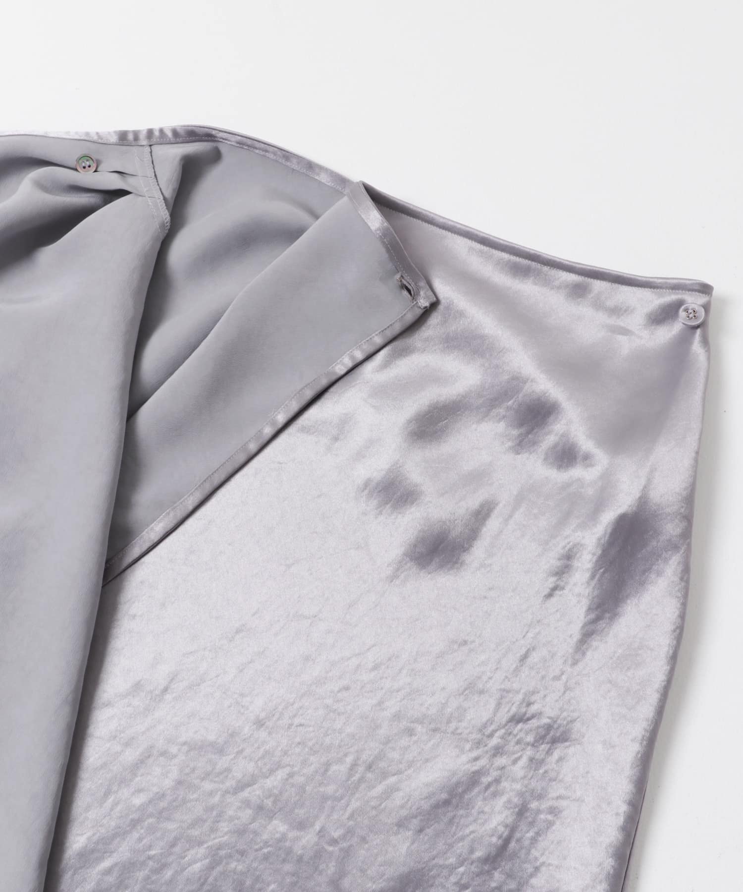 COOME　SATIN WRAP SKIRT GREY M