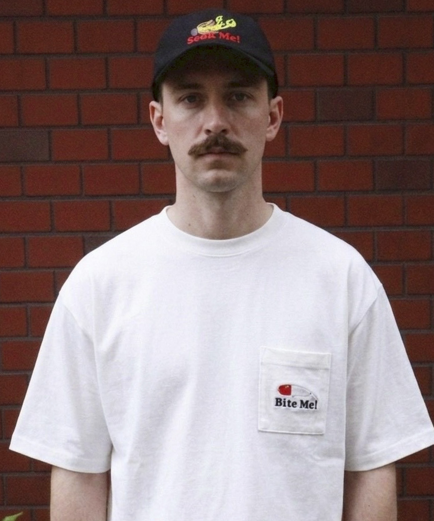『別注』TASF×LAKE SEEKERS　BITE ME! ポケットTEE WHITE M