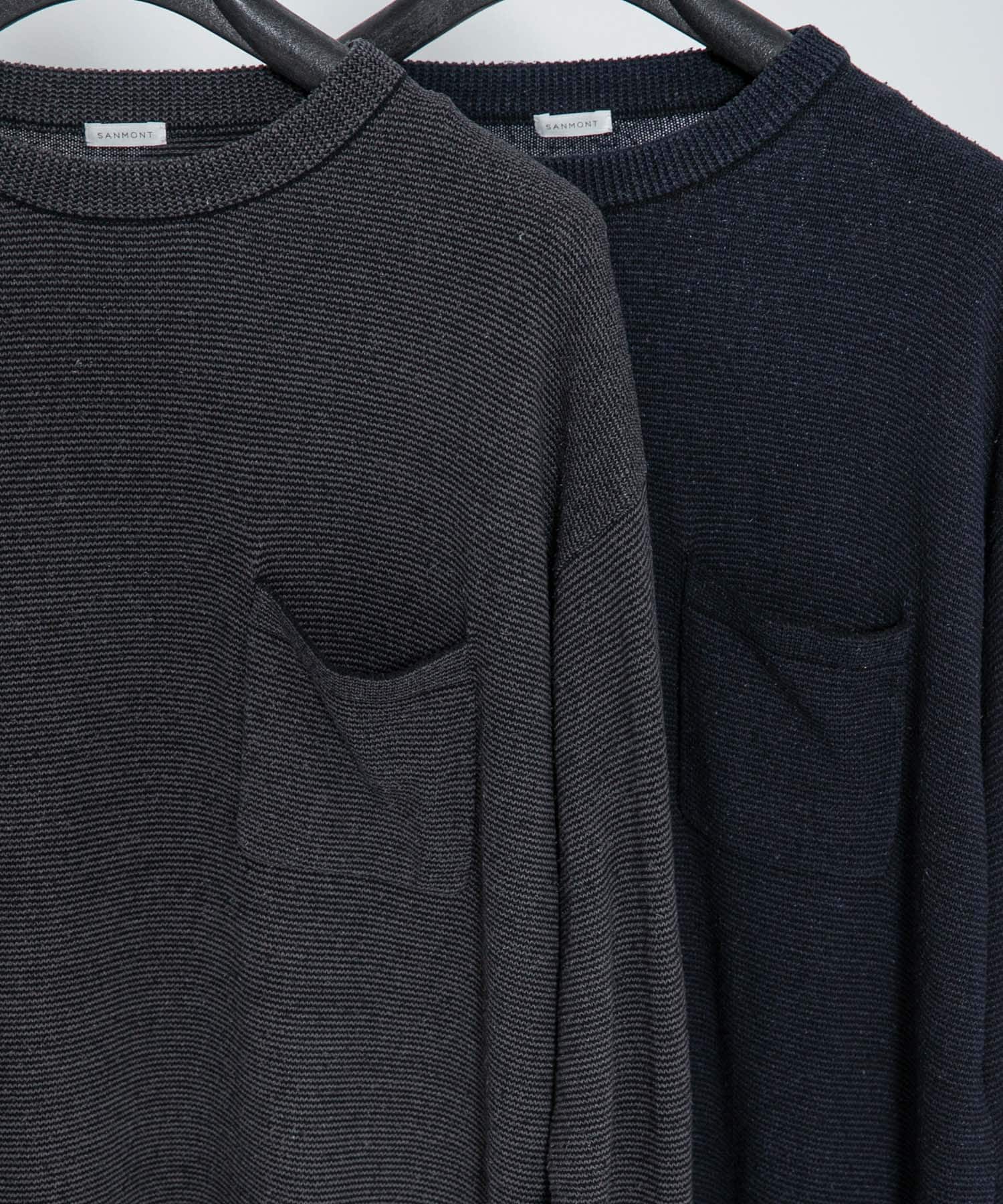 SANMONT　シルクニット長袖クルーネック CHARCOAL 1