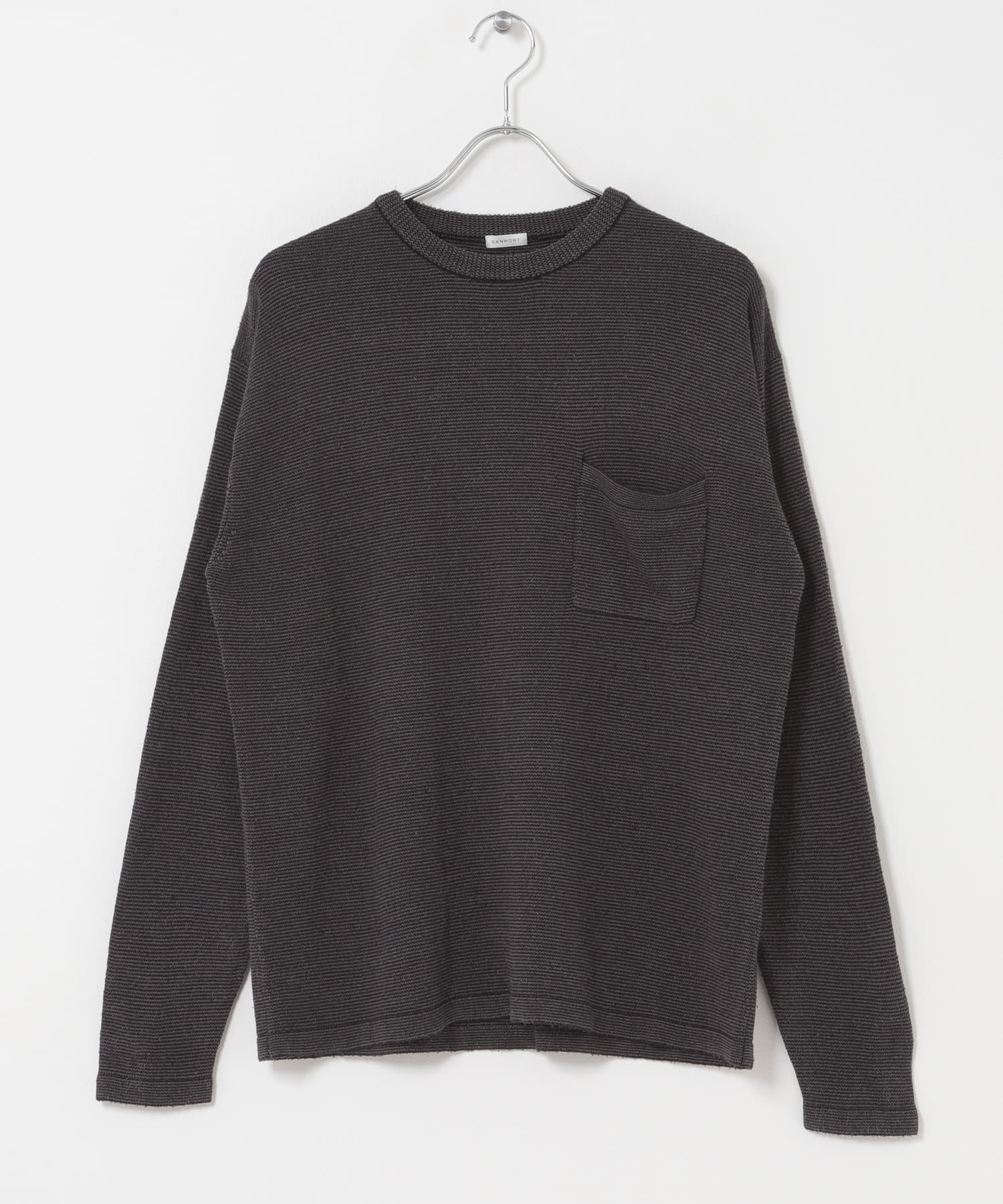 SANMONT　シルクニット長袖クルーネック CHARCOAL 1