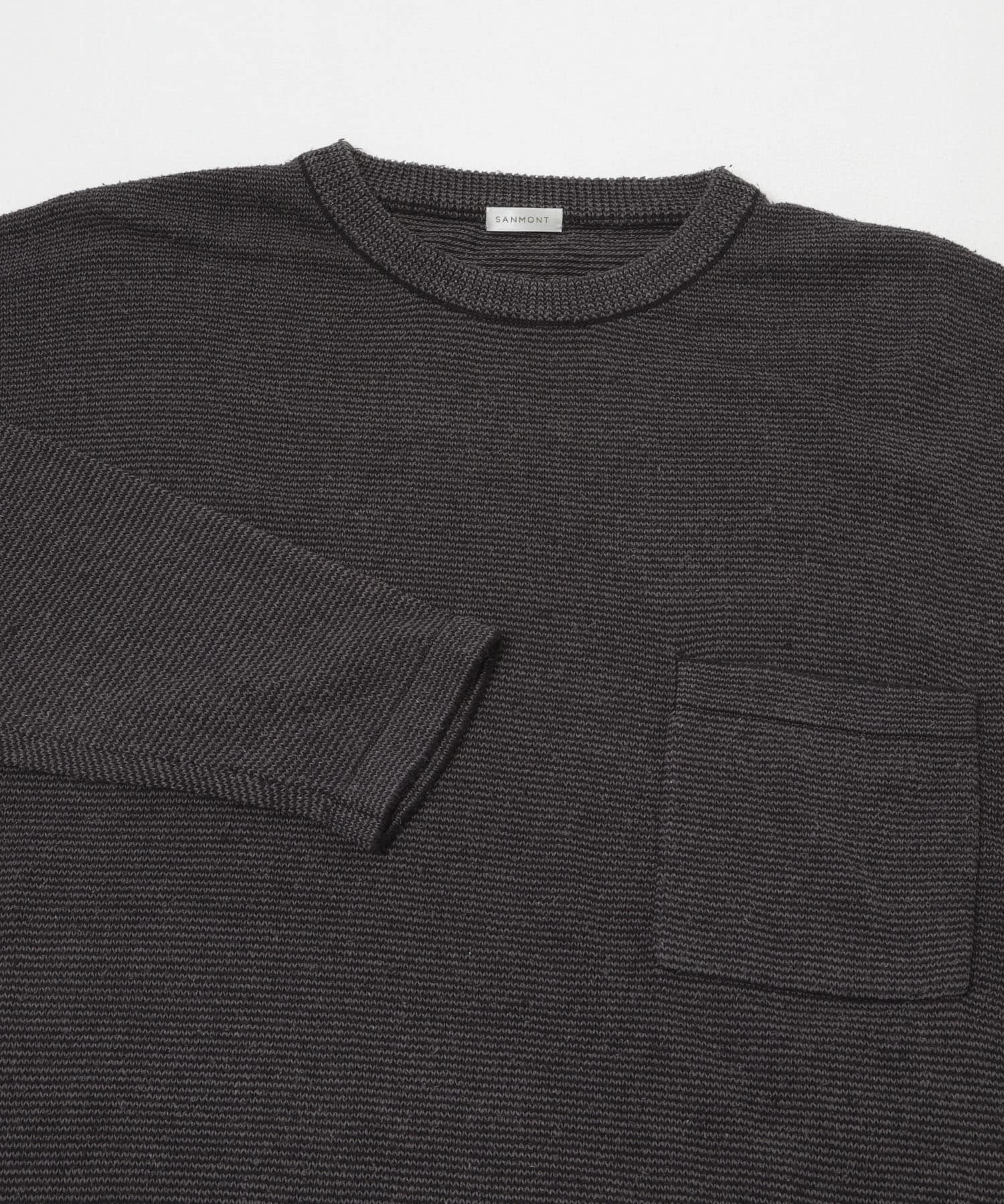 SANMONT　シルクニット長袖クルーネック CHARCOAL 1