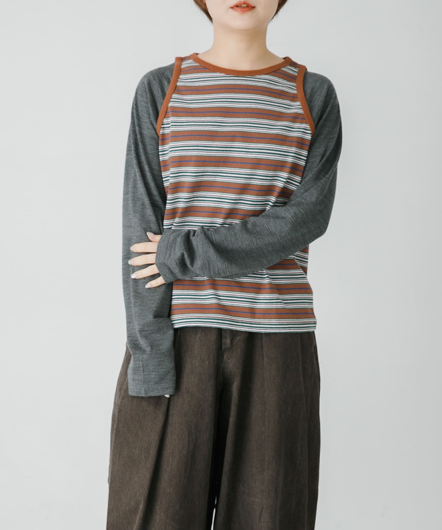 Girls department Club　W.BORDER TANK LAYER LS