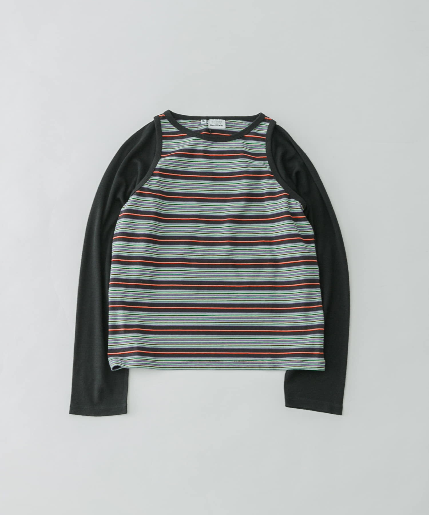 Girls department Club　W.BORDER TANK LAYER LS BROWN Free