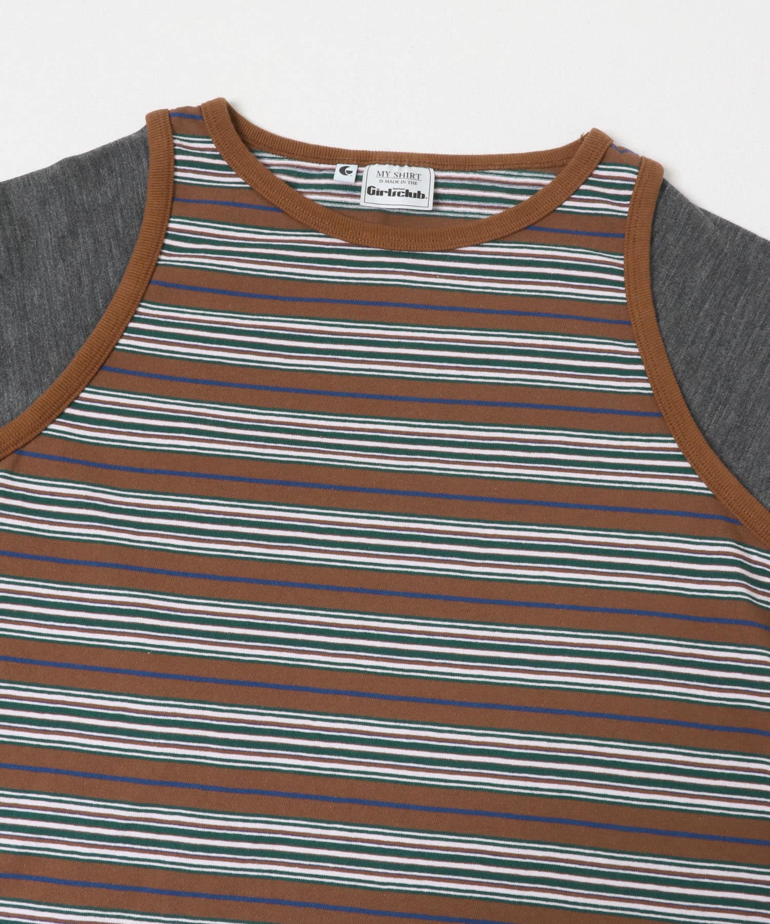 Girls department Club　W.BORDER TANK LAYER LS BROWN Free