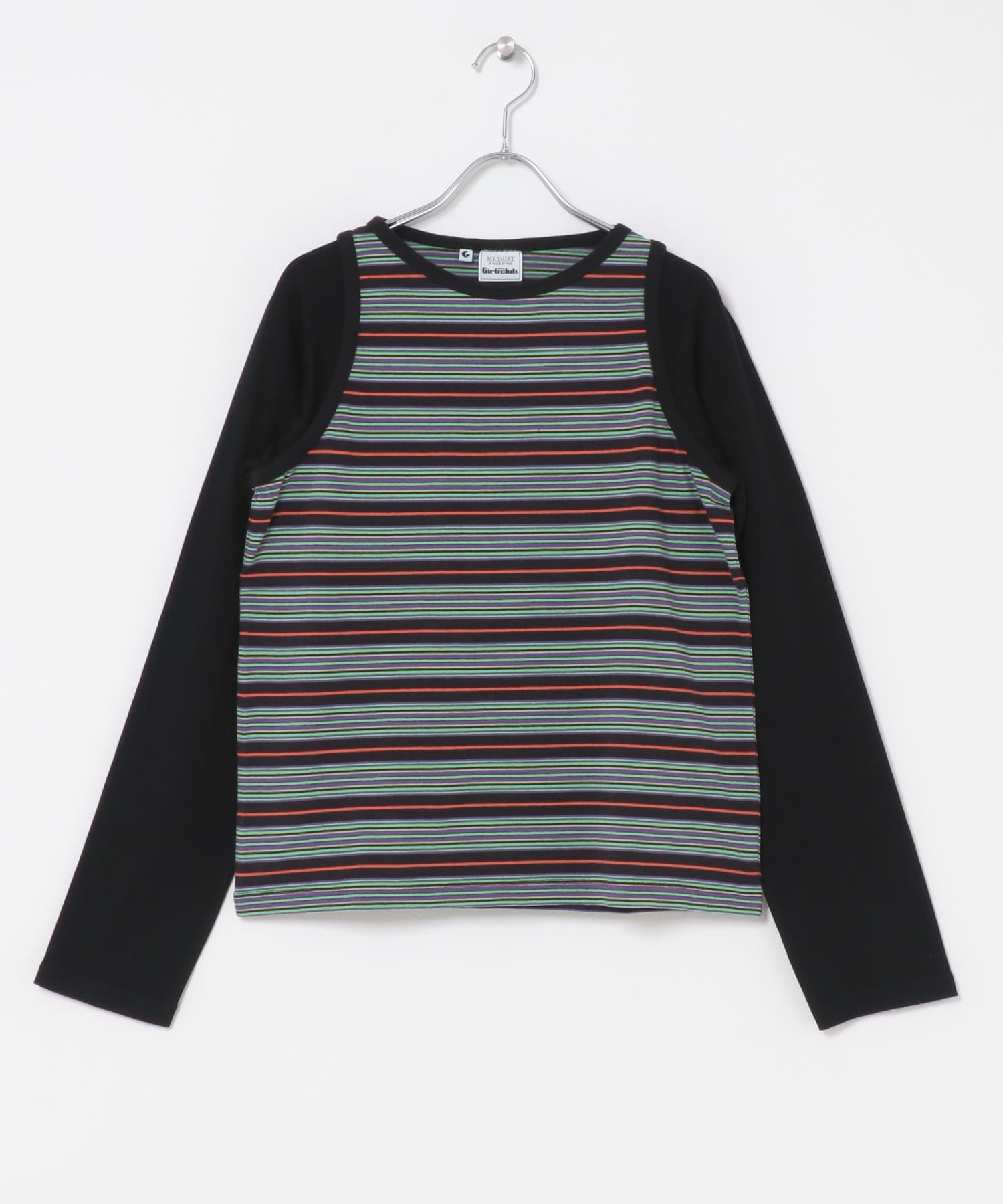 Girls department Club　W.BORDER TANK LAYER LS BLACK Free