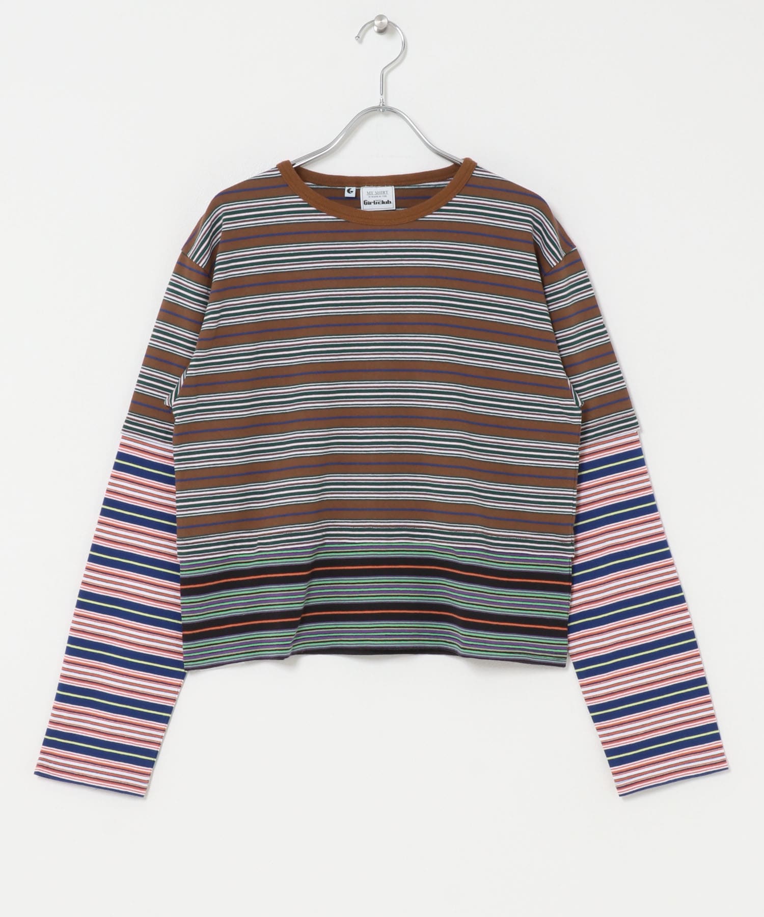 Girls department Club　W.TRIPLE BORDER LAYER LS BROWN Free