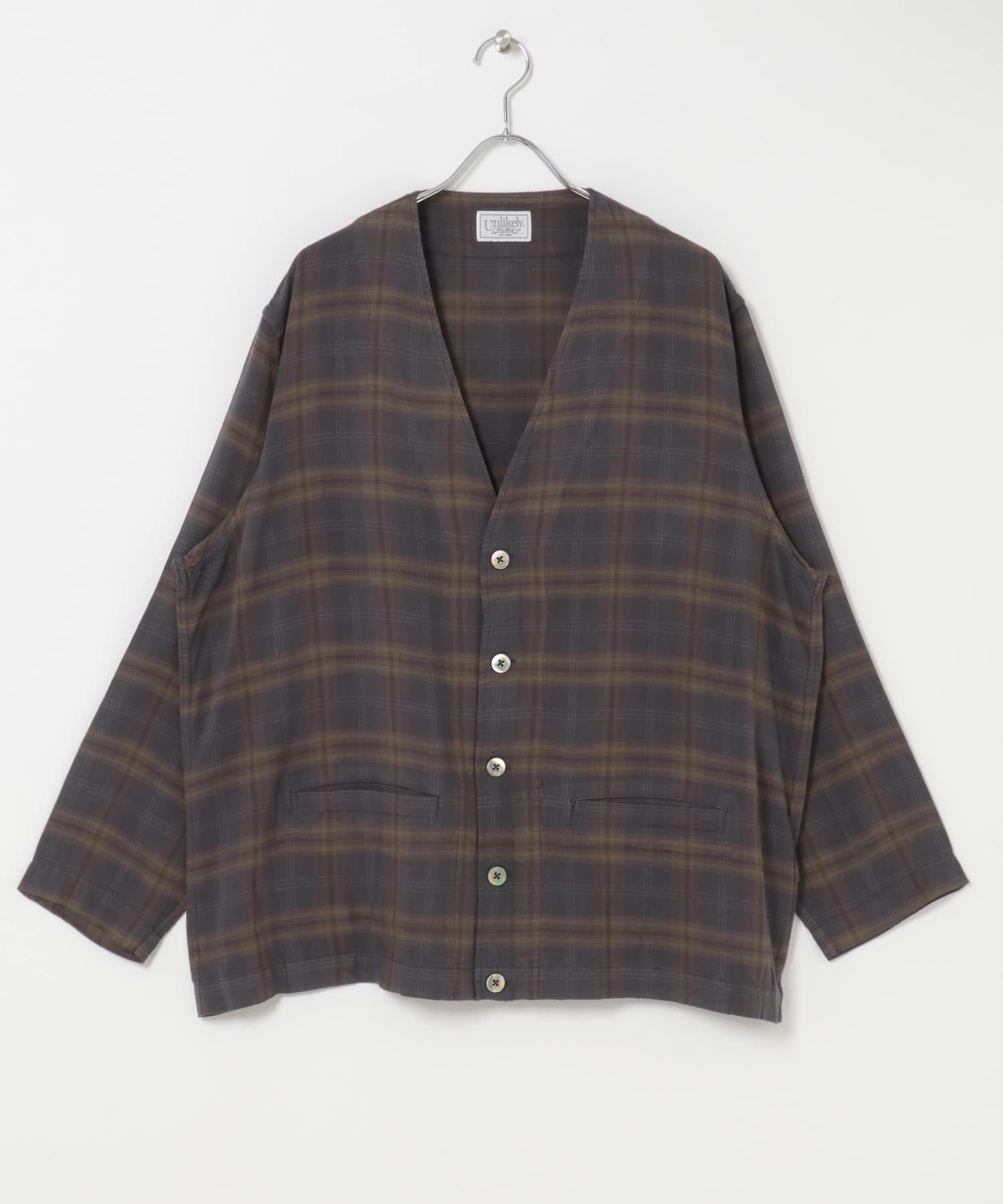 Unlikely　Shirts Cardigan Rayon Cha Plaids L