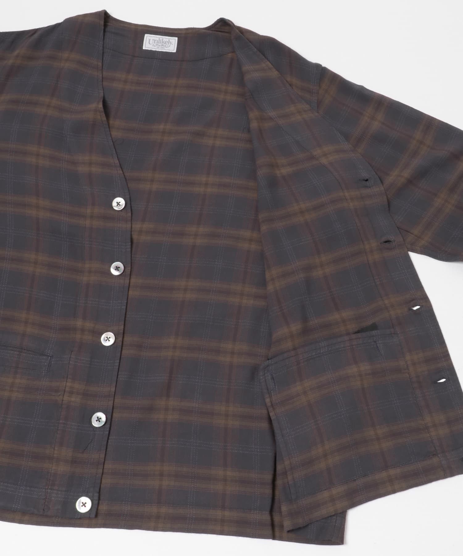 Unlikely　Shirts Cardigan Rayon Cha Plaids L