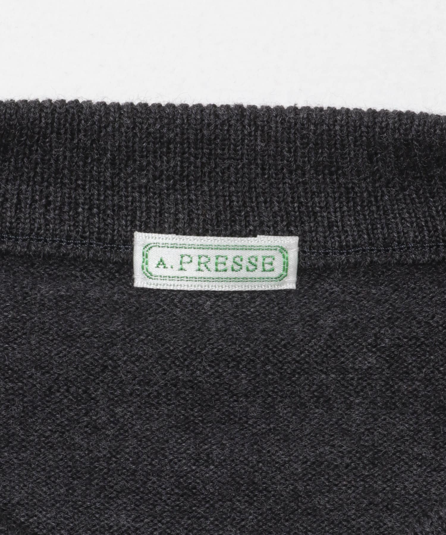 A PRESSE　Wool Knit Crew Neck Sweater CHARCOAL 2