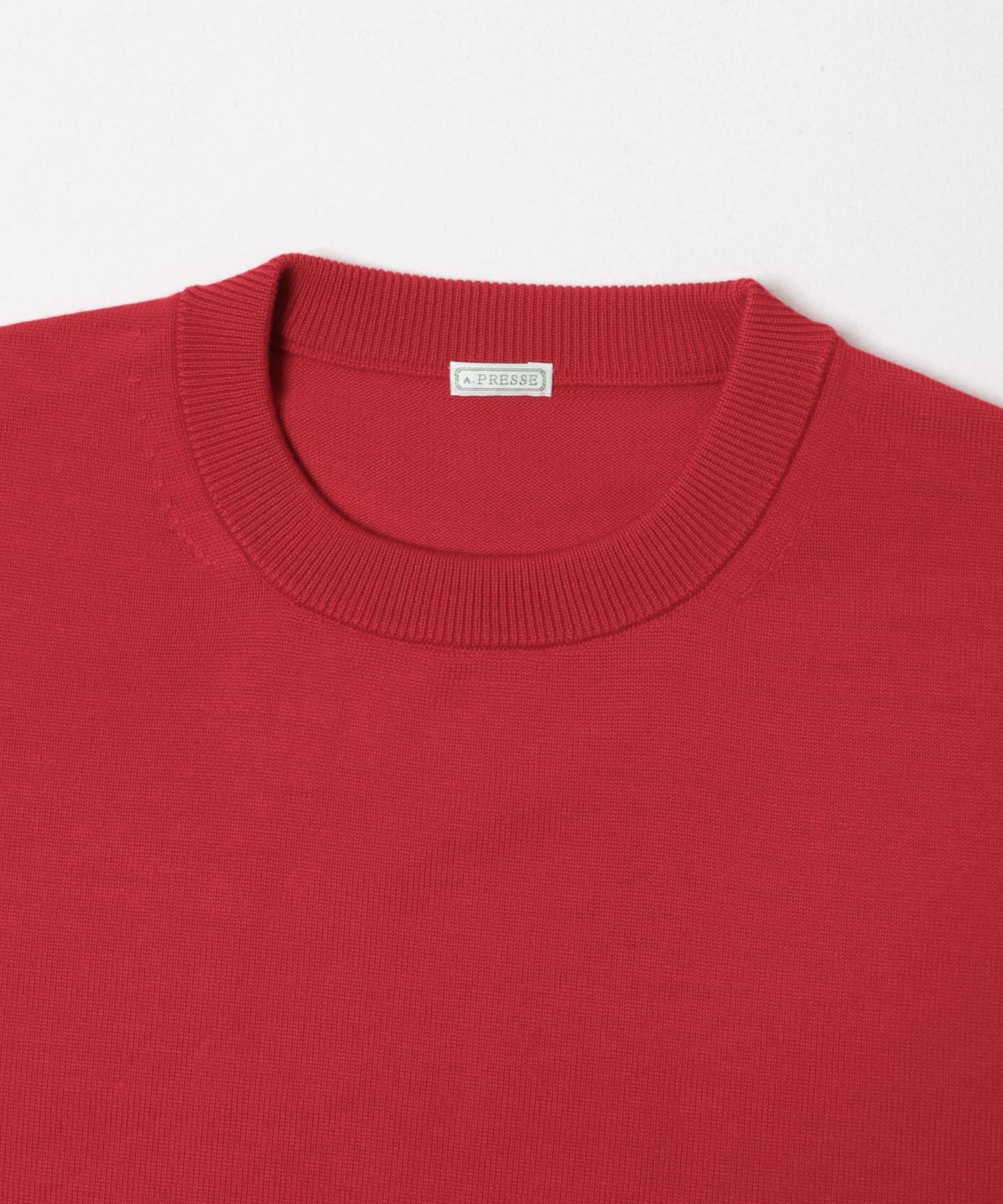 A PRESSE　Wool Knit Crew Neck Sweater RED 2
