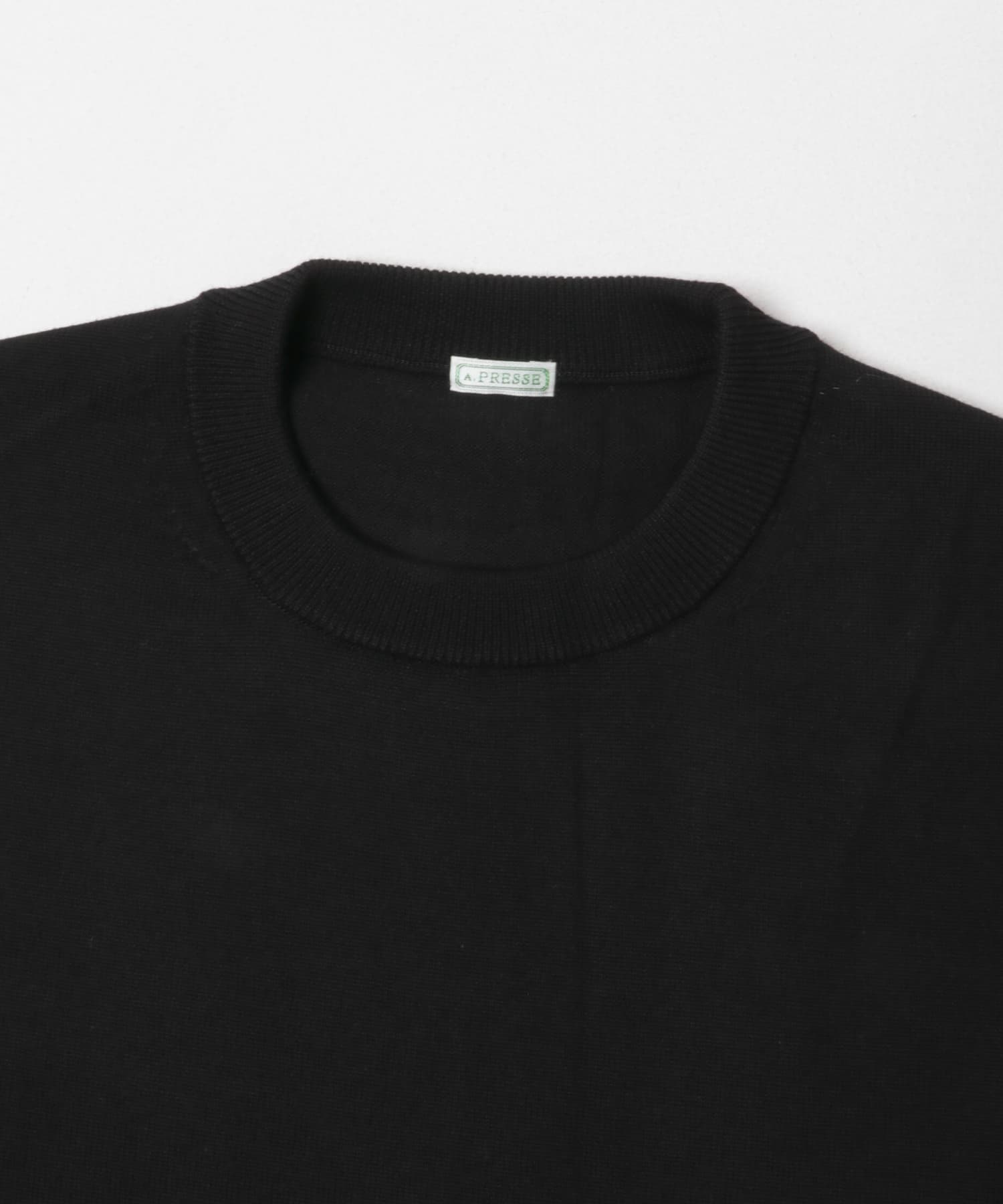 A PRESSE　Wool Knit Crew Neck Sweater BLACK 2