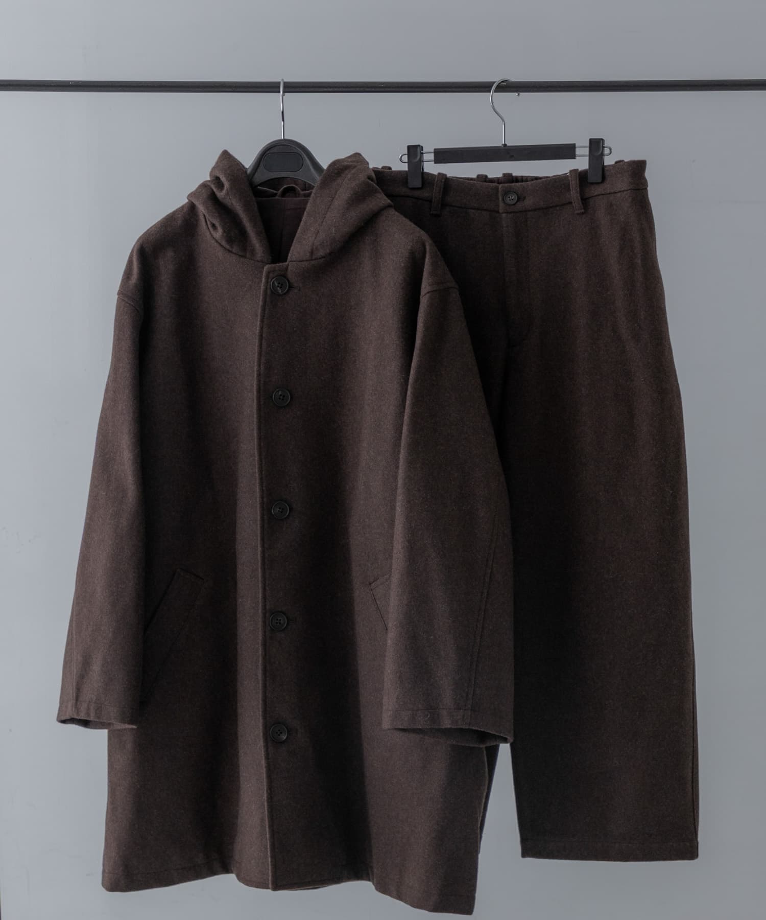 THE DAY　MELTON HOODED COAT BROWN 2