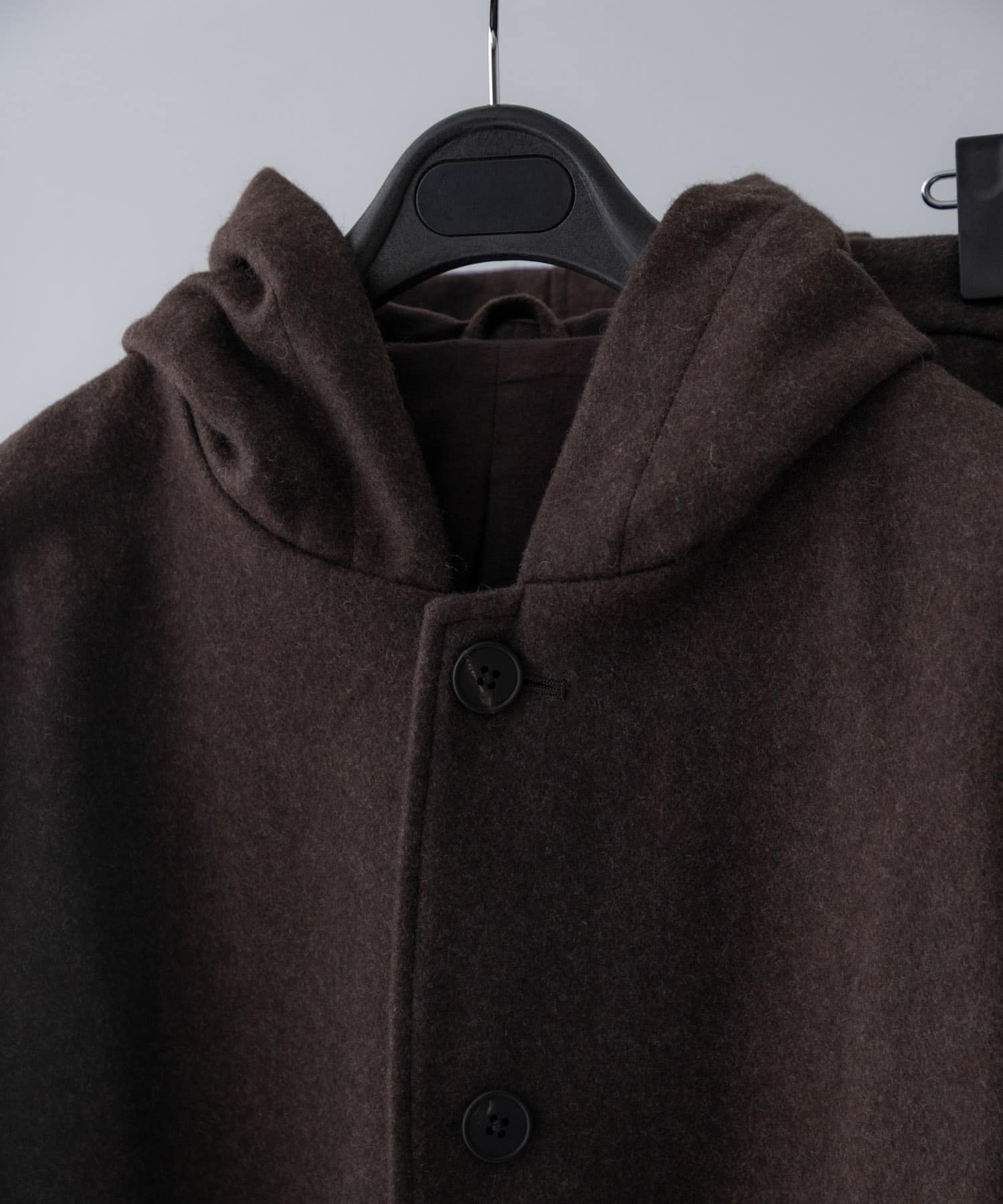 THE DAY　MELTON HOODED COAT BROWN 2