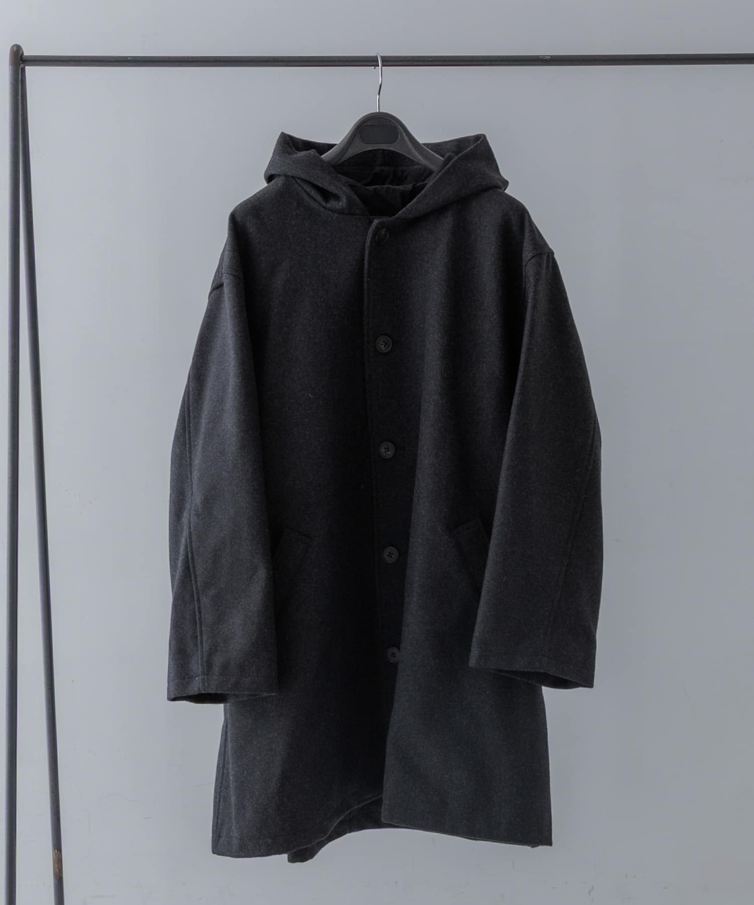 THE DAY　MELTON HOODED COAT BLACK 2