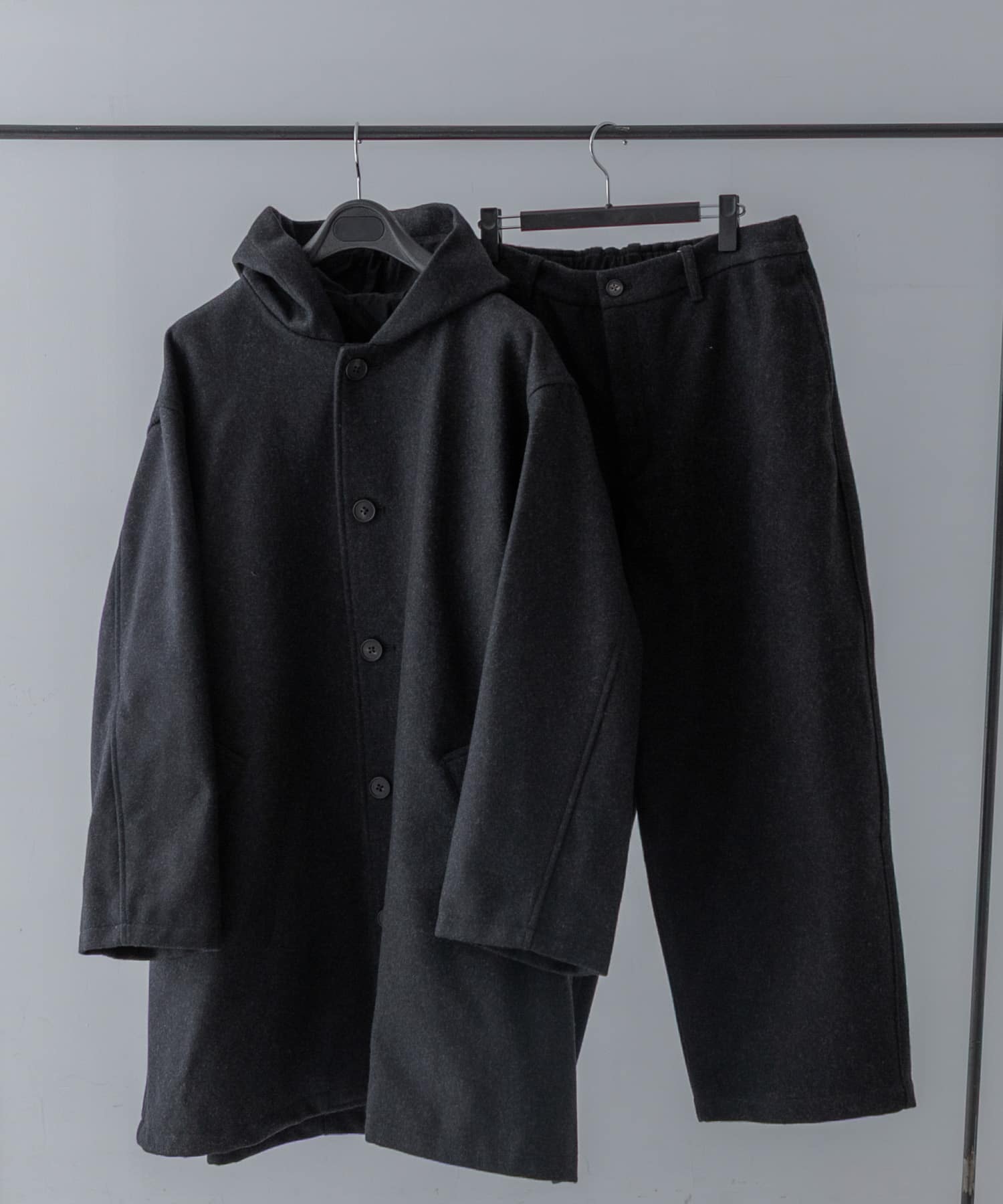 THE DAY　MELTON HOODED COAT BLACK 2