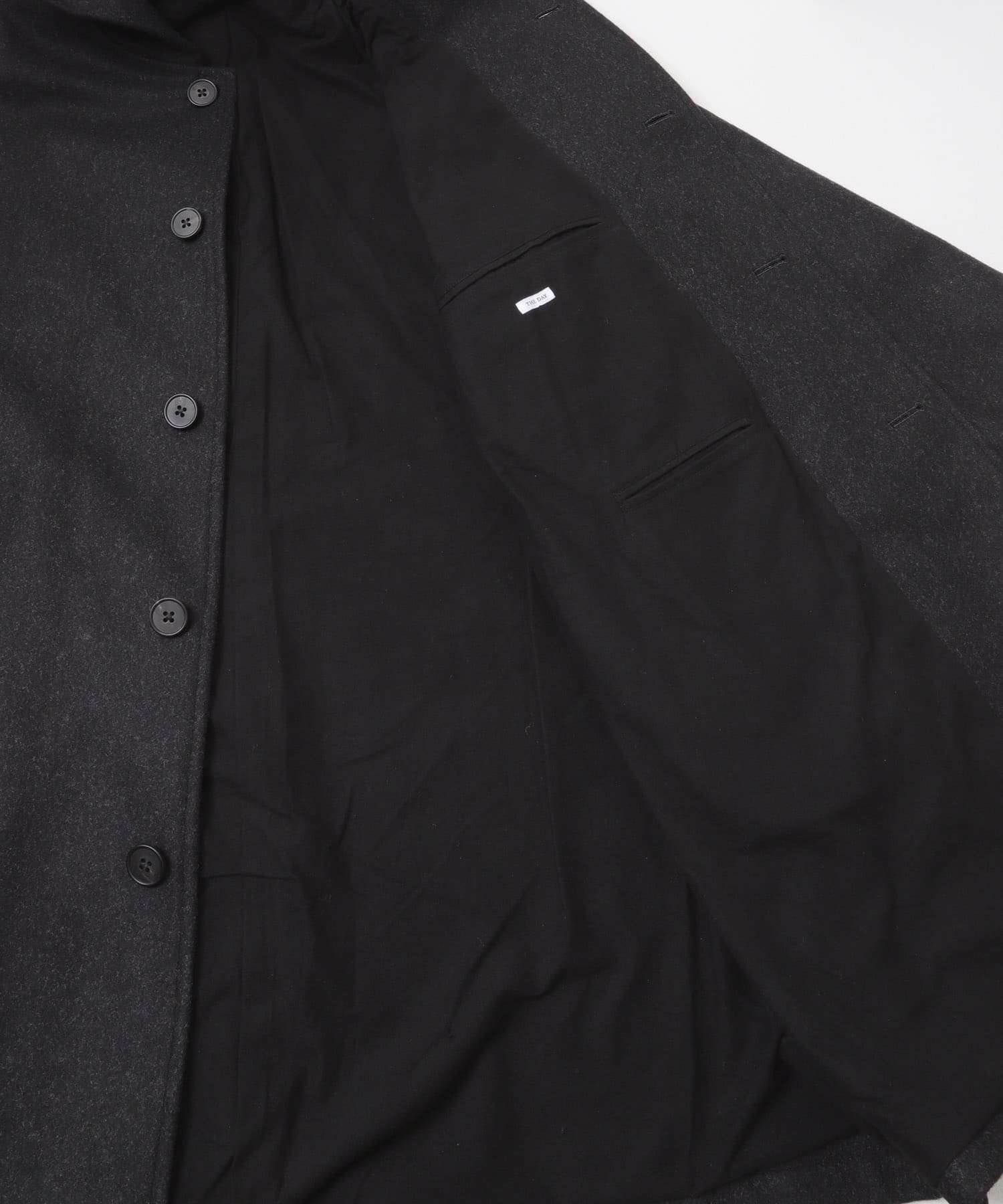 THE DAY　MELTON HOODED COAT BLACK 2