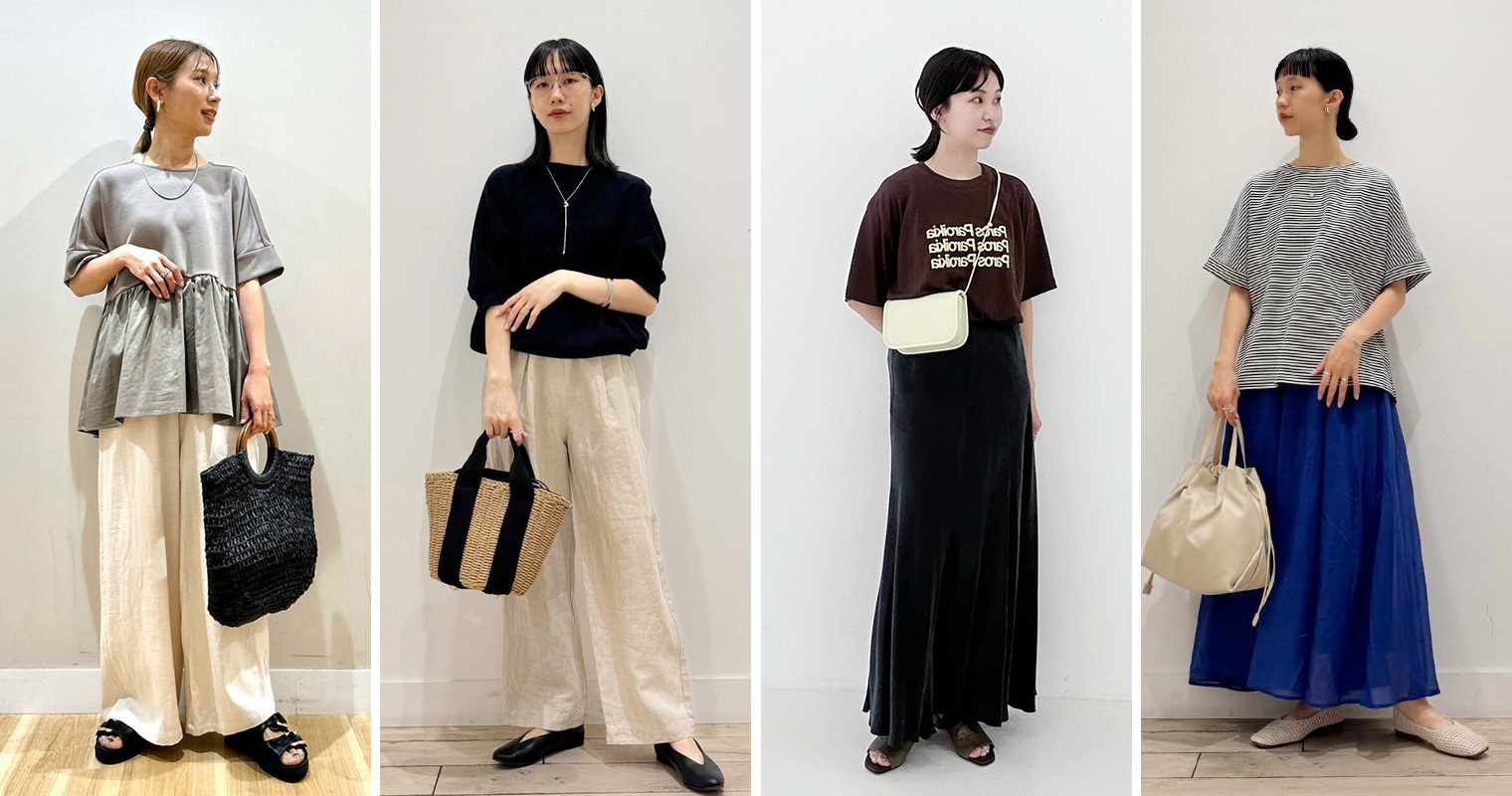 大人の女性のためのTシャツコーデ例